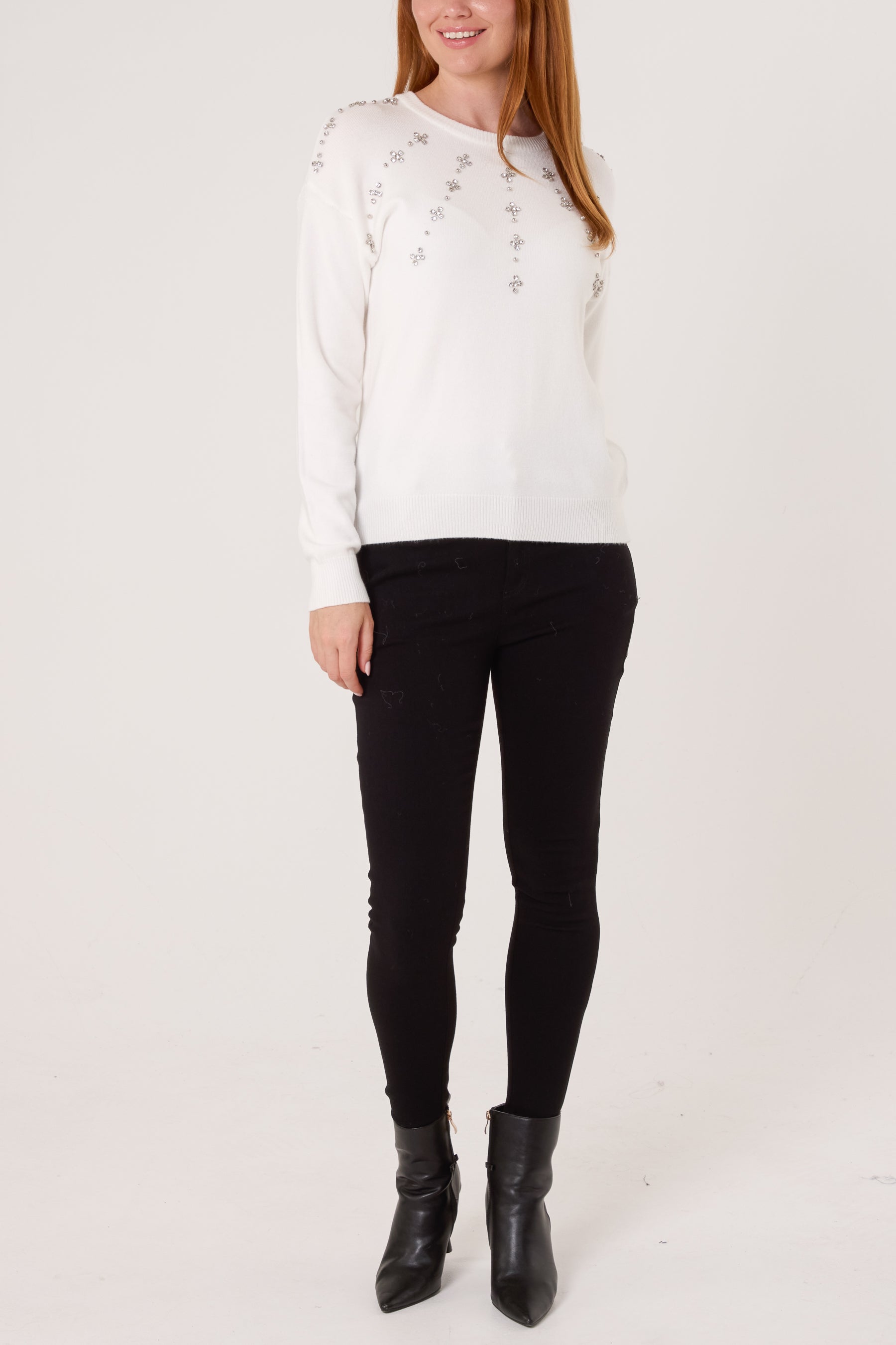 Flower Embellished Knit Jumper