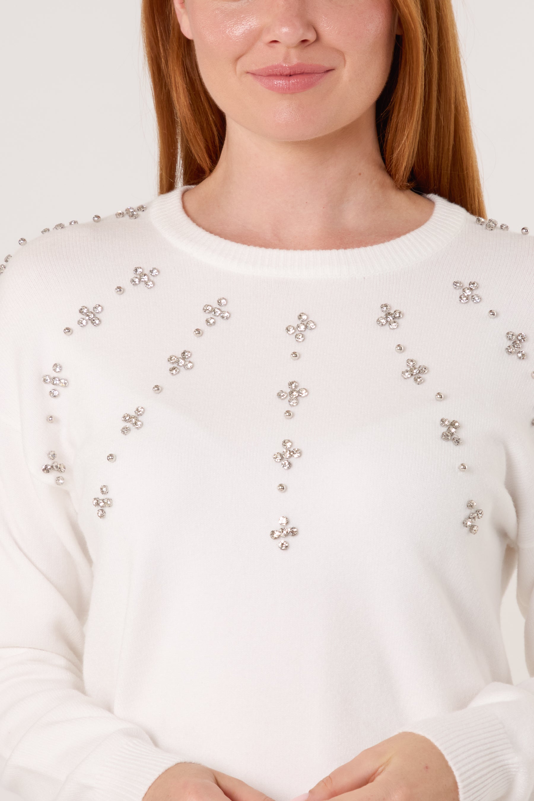 Flower Embellished Knit Jumper