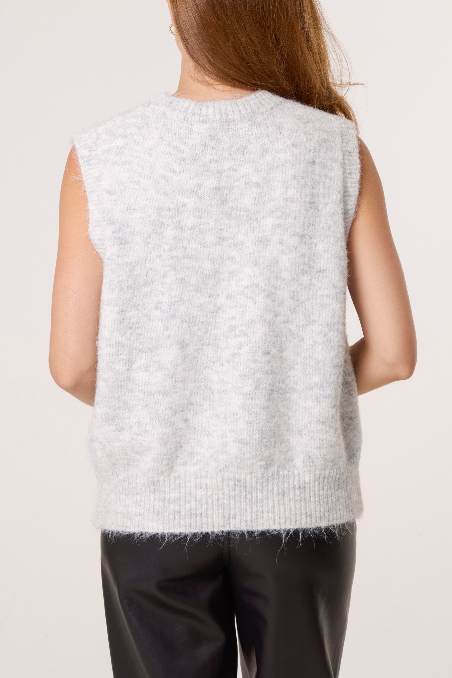 Crew Neck Sequin Knit Vest