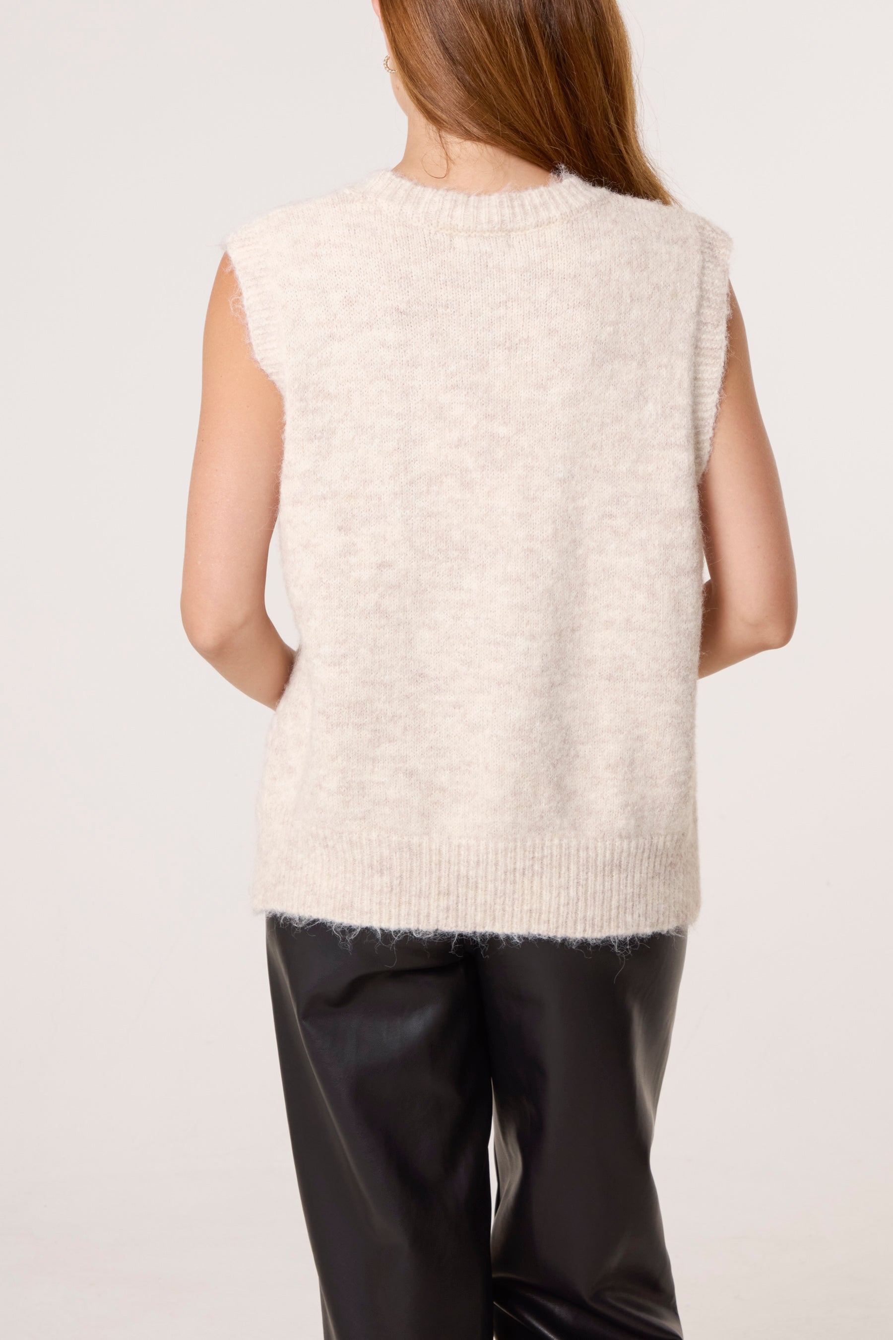 Crew Neck Sequin Knit Vest