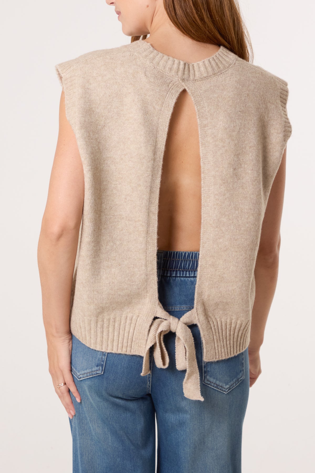 Open Back Knot Knitted Vest