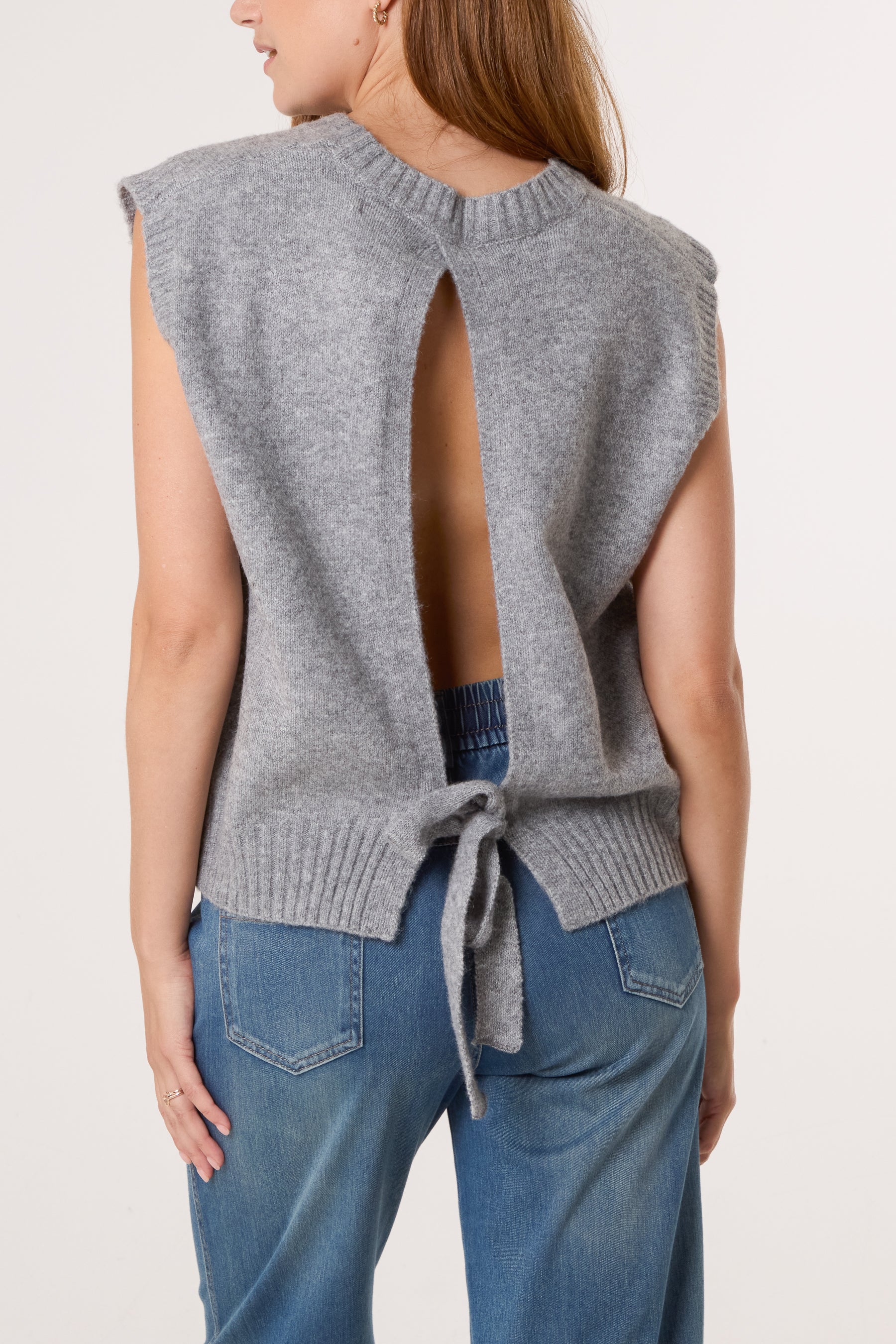 Open Back Knot Knitted Vest