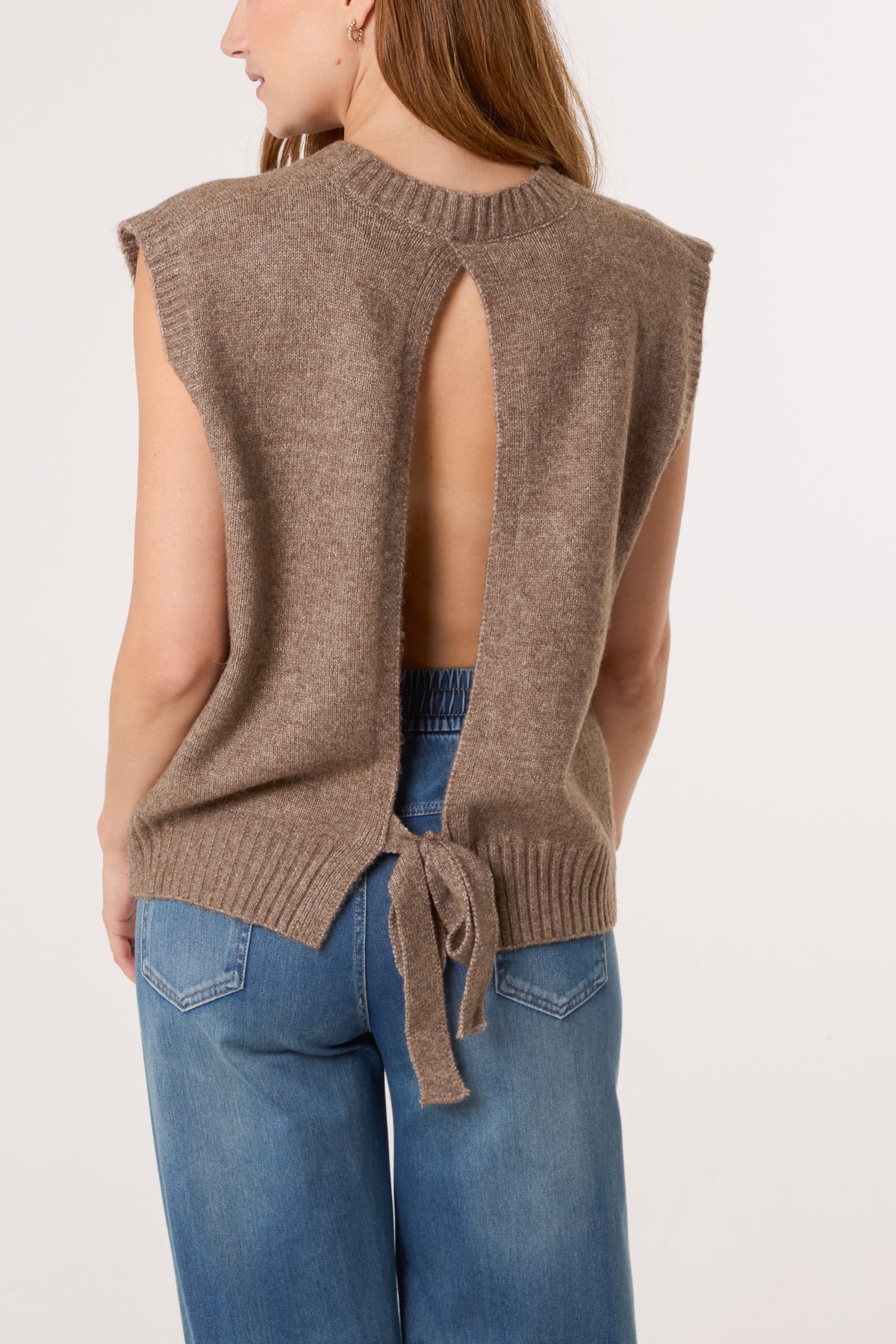 Open Back Knot Knitted Vest