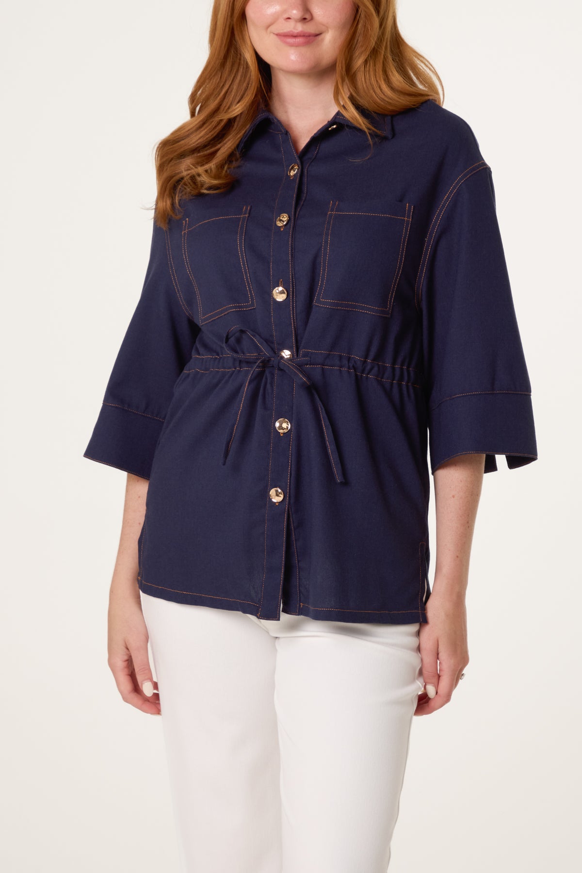 Denim Contrast Stitch Shirt