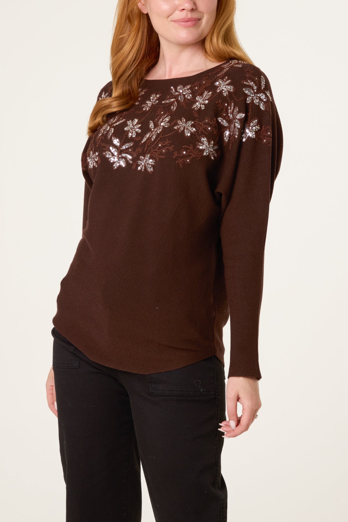 Embellished Batwing Knit Jumper