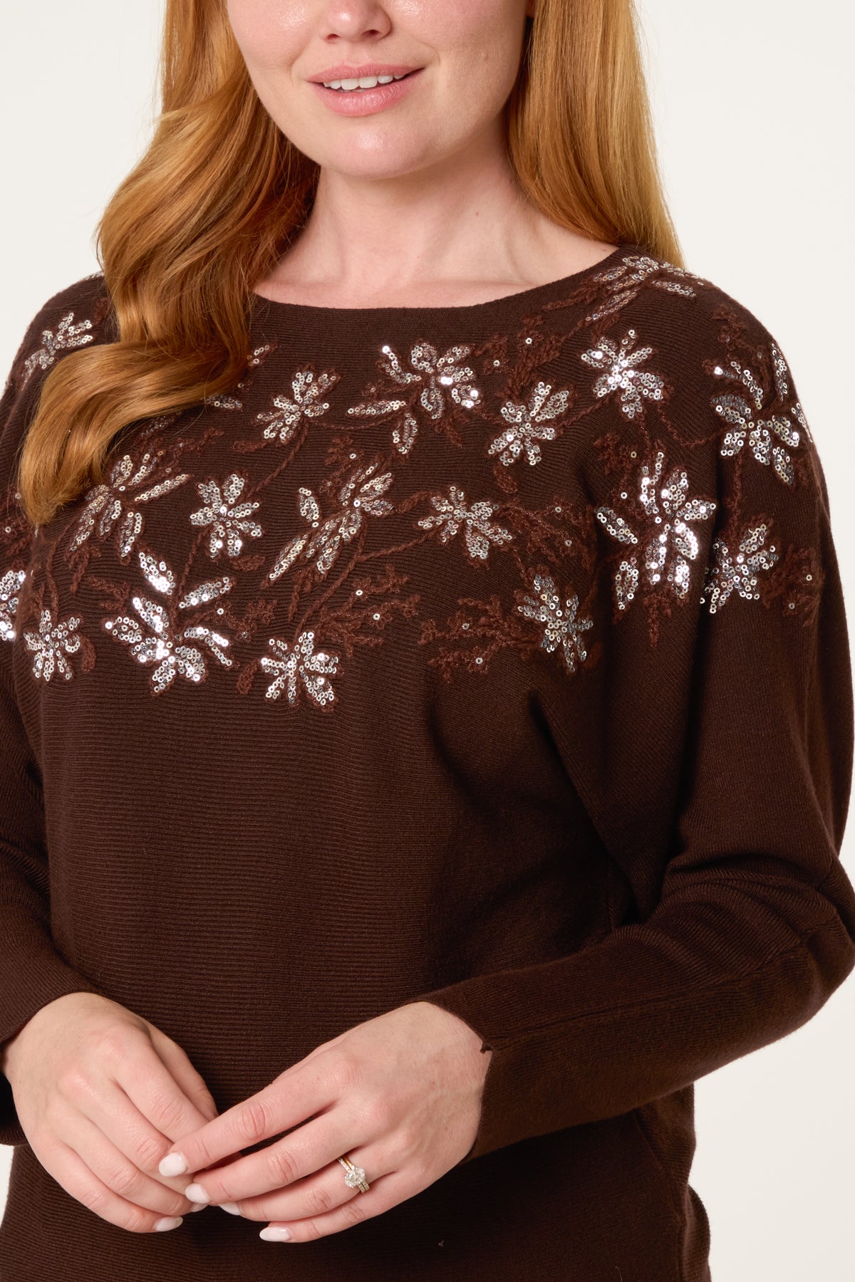 Embellished Batwing Knit Jumper