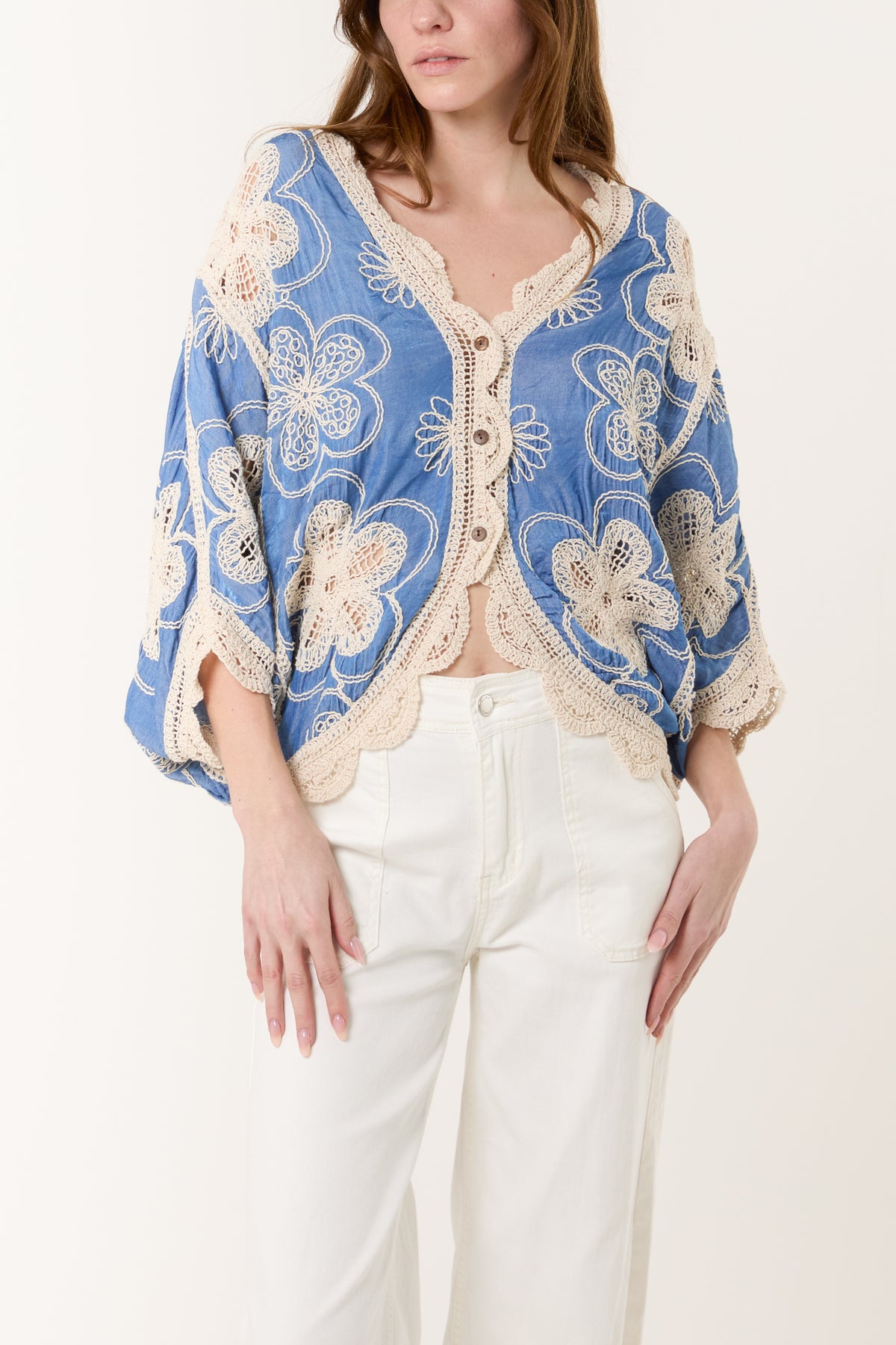 Floral Crochet Batwing Cardigan