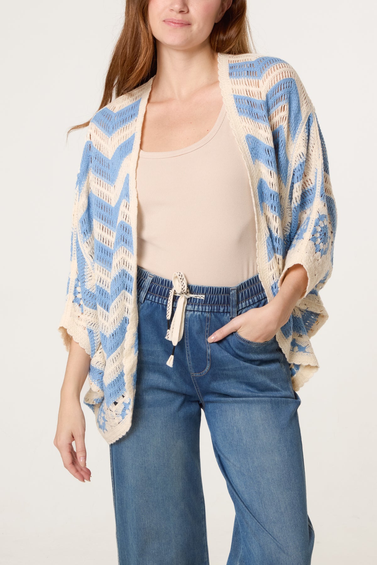 Zig Zag Crochet Batwing Cardigan