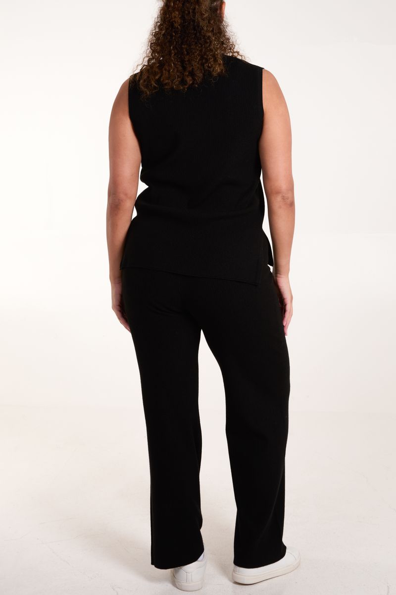 Knit Vest & Wide Leg Trouser Set