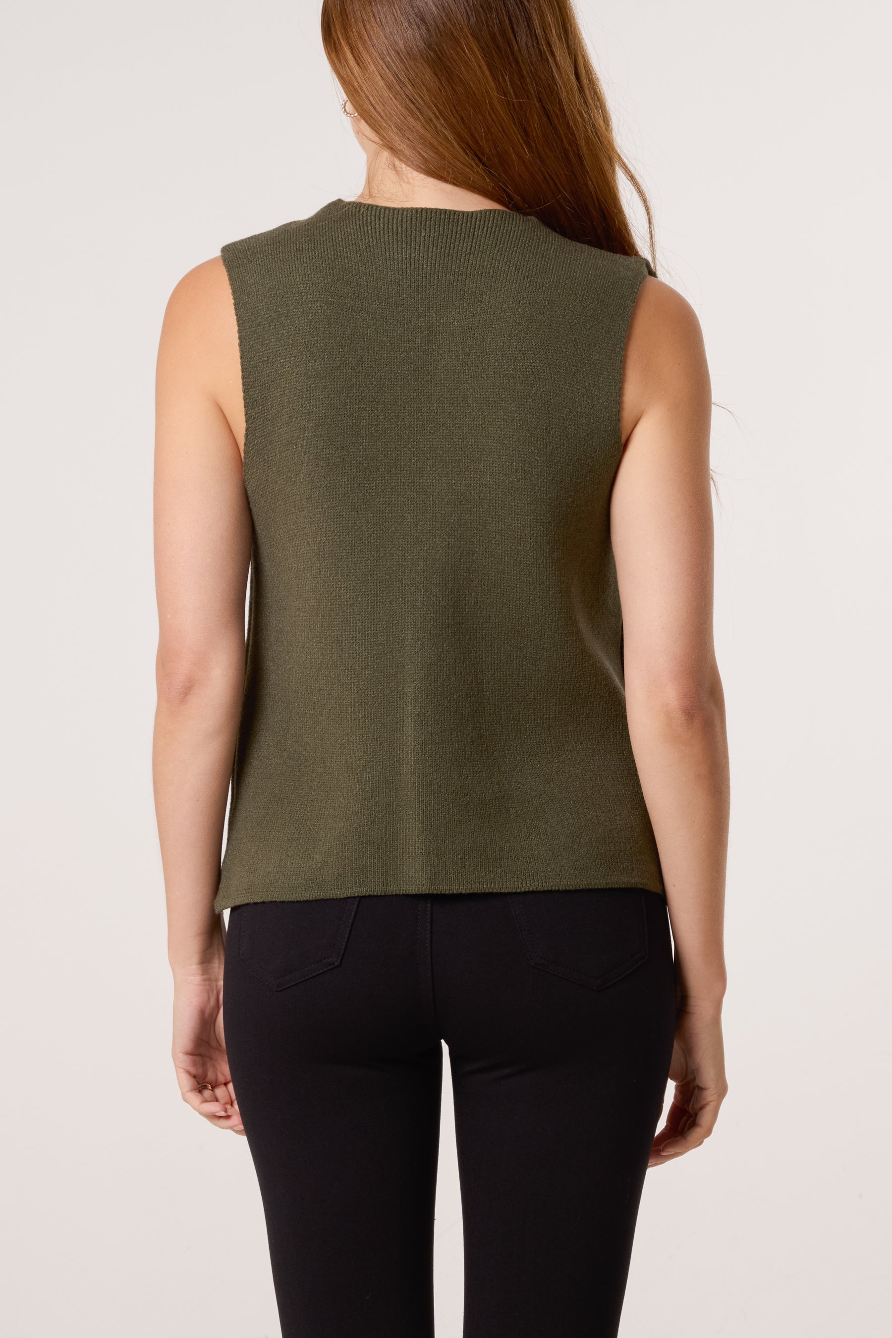Gold Brooch Knitted Waistcoat
