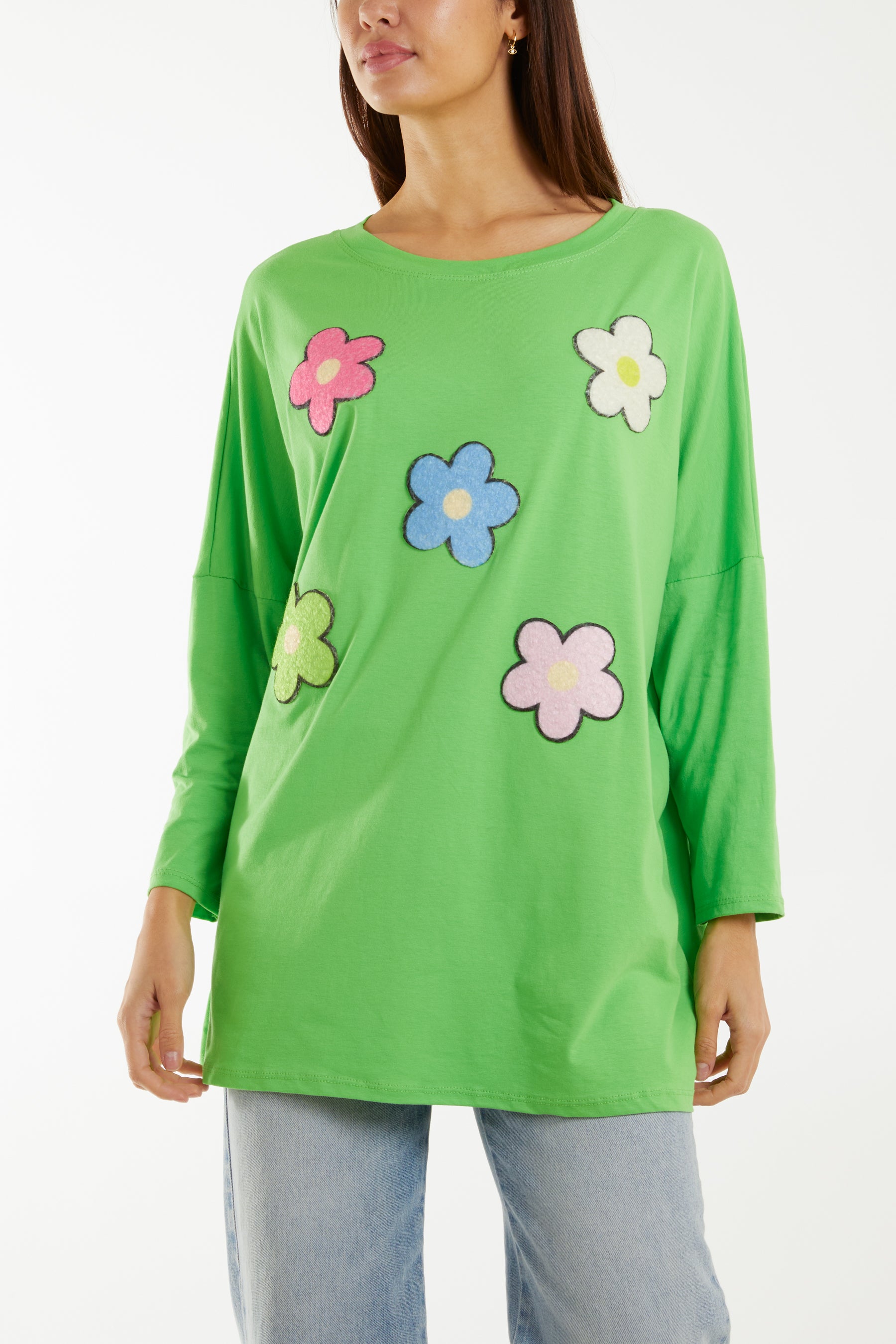 Multicolour Fluffy Daisy Long Sleeve Top