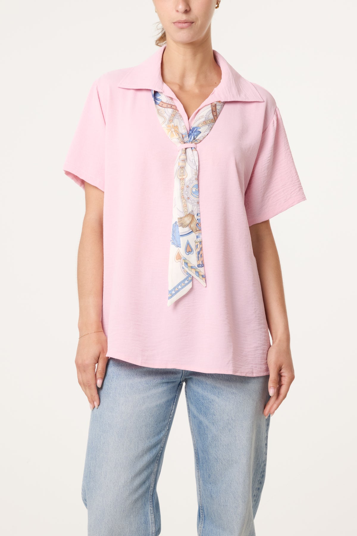 Scarf Tie Collar Shirt