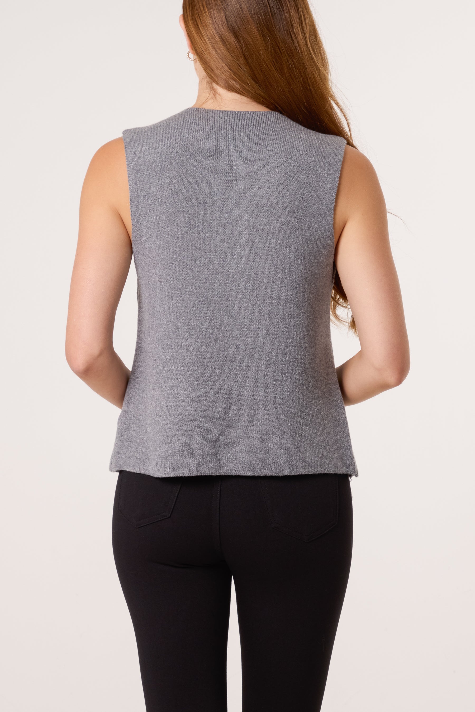 Gold Brooch Knitted Waistcoat