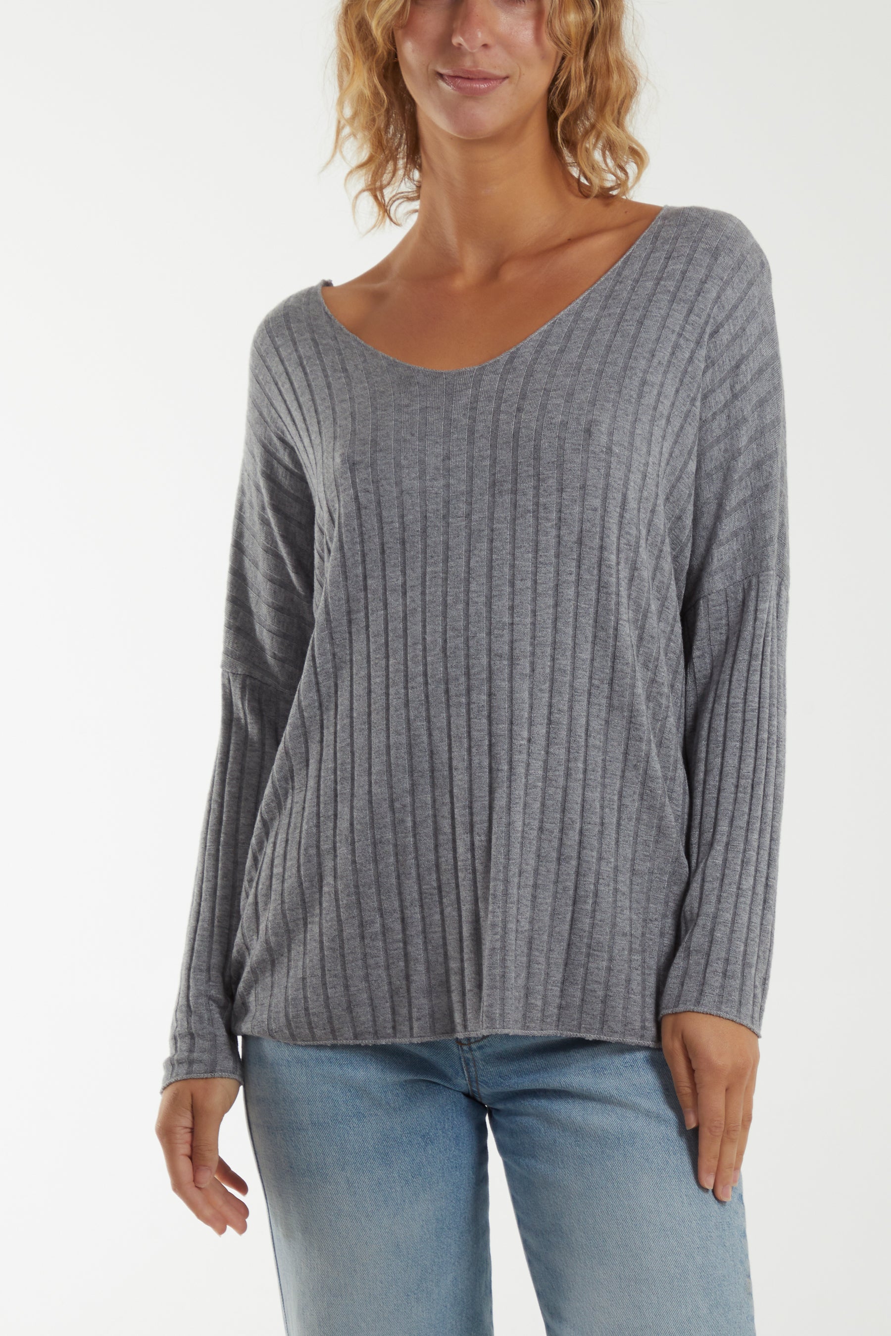 V-Neck Ribbed Jumper