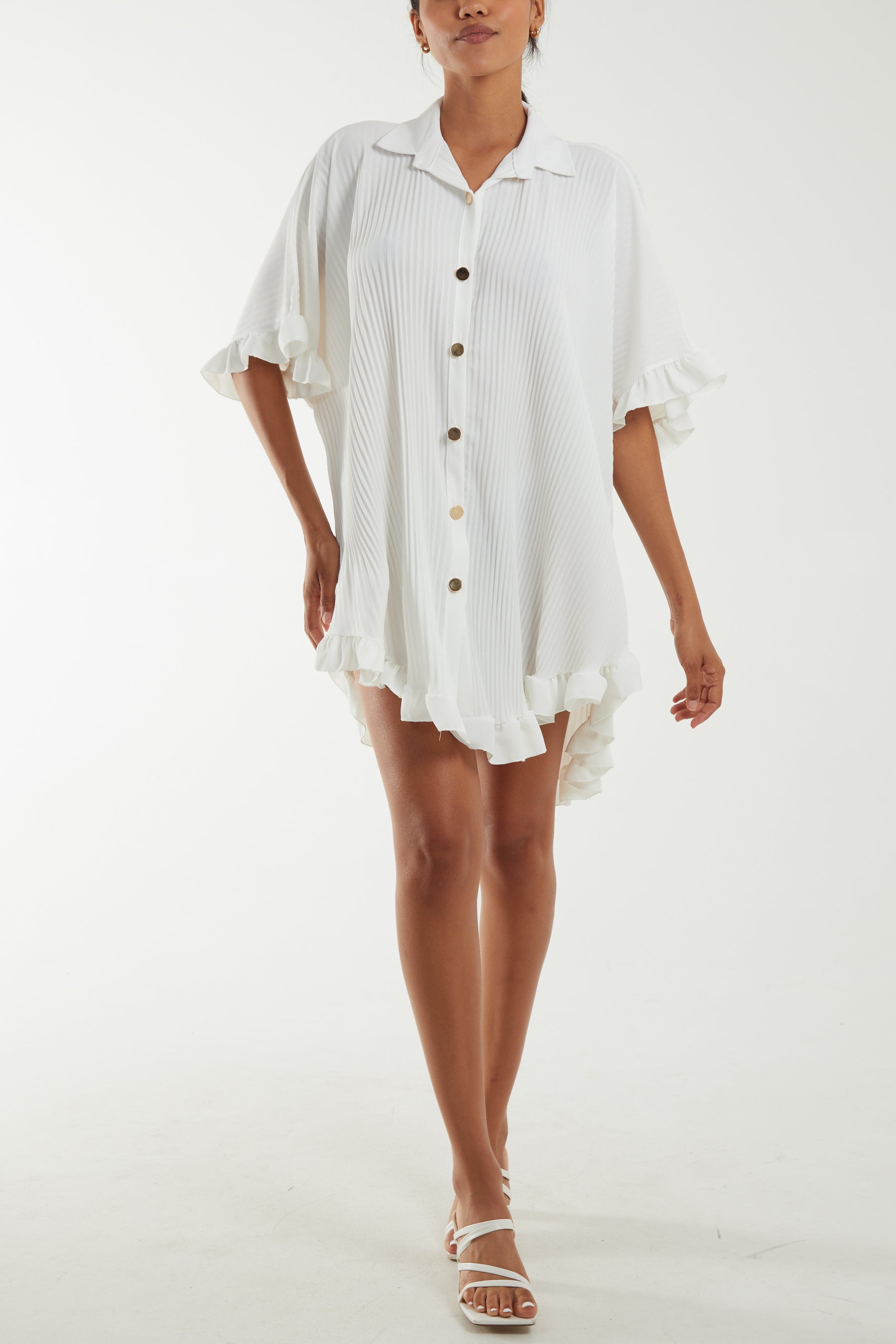 Plisse Shirt Dress