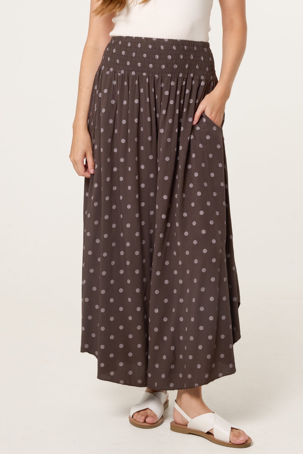 Polka Dot Wide Leg Shaped Trouser