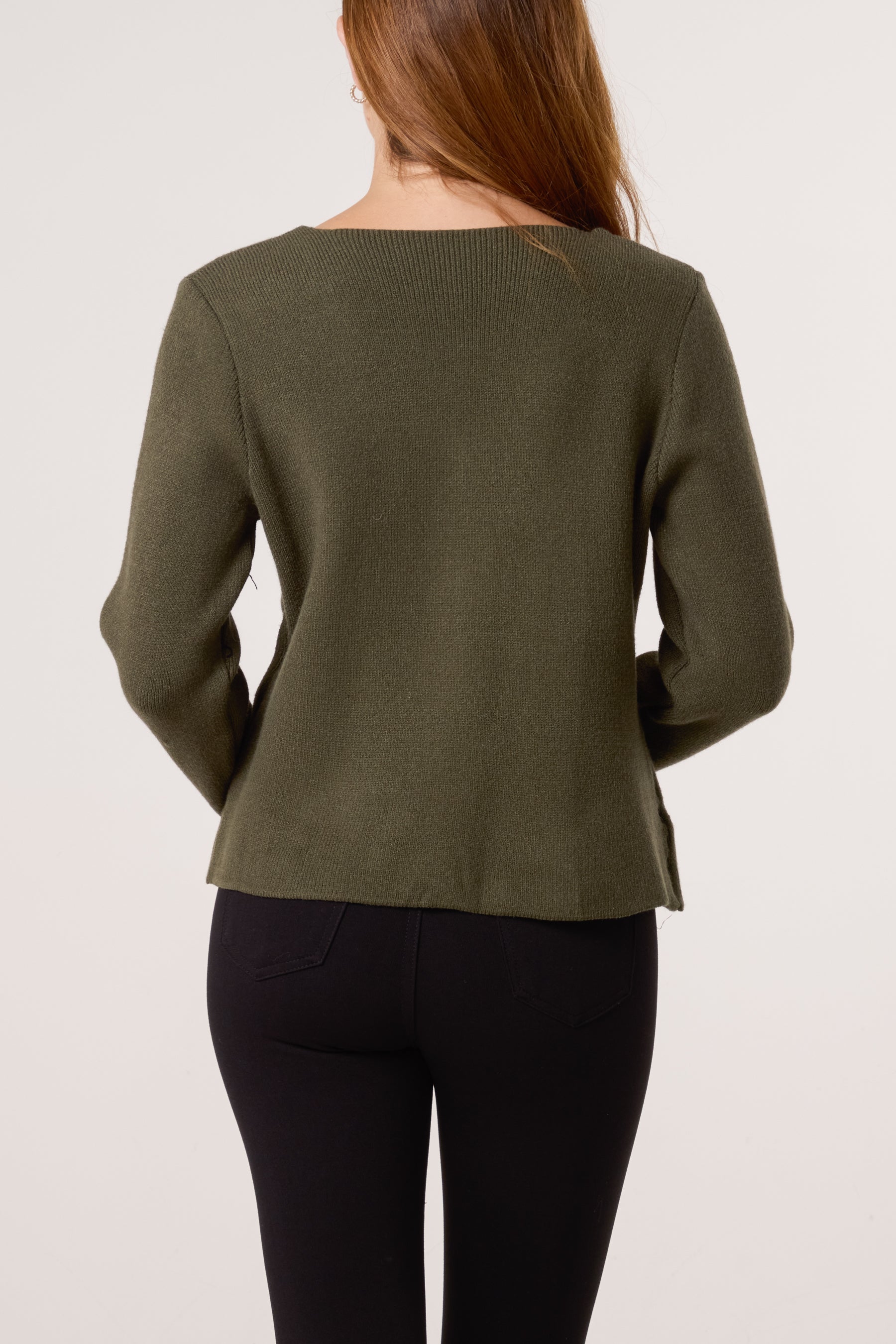 Gold Button V-Neck Cardigan