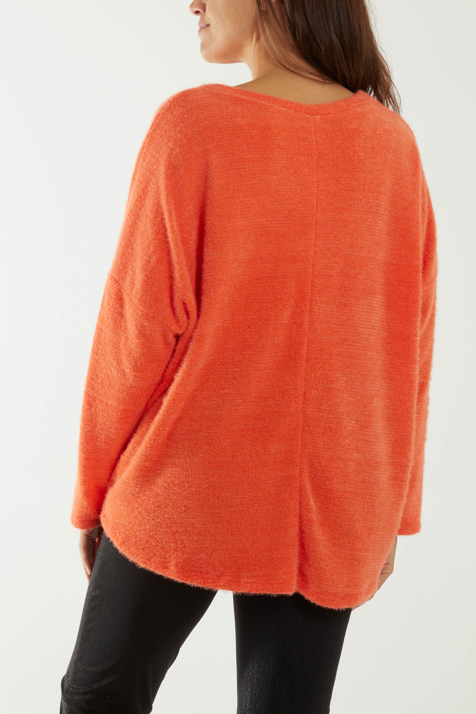 Round Neck Chenille Wide Sleeve Jumper