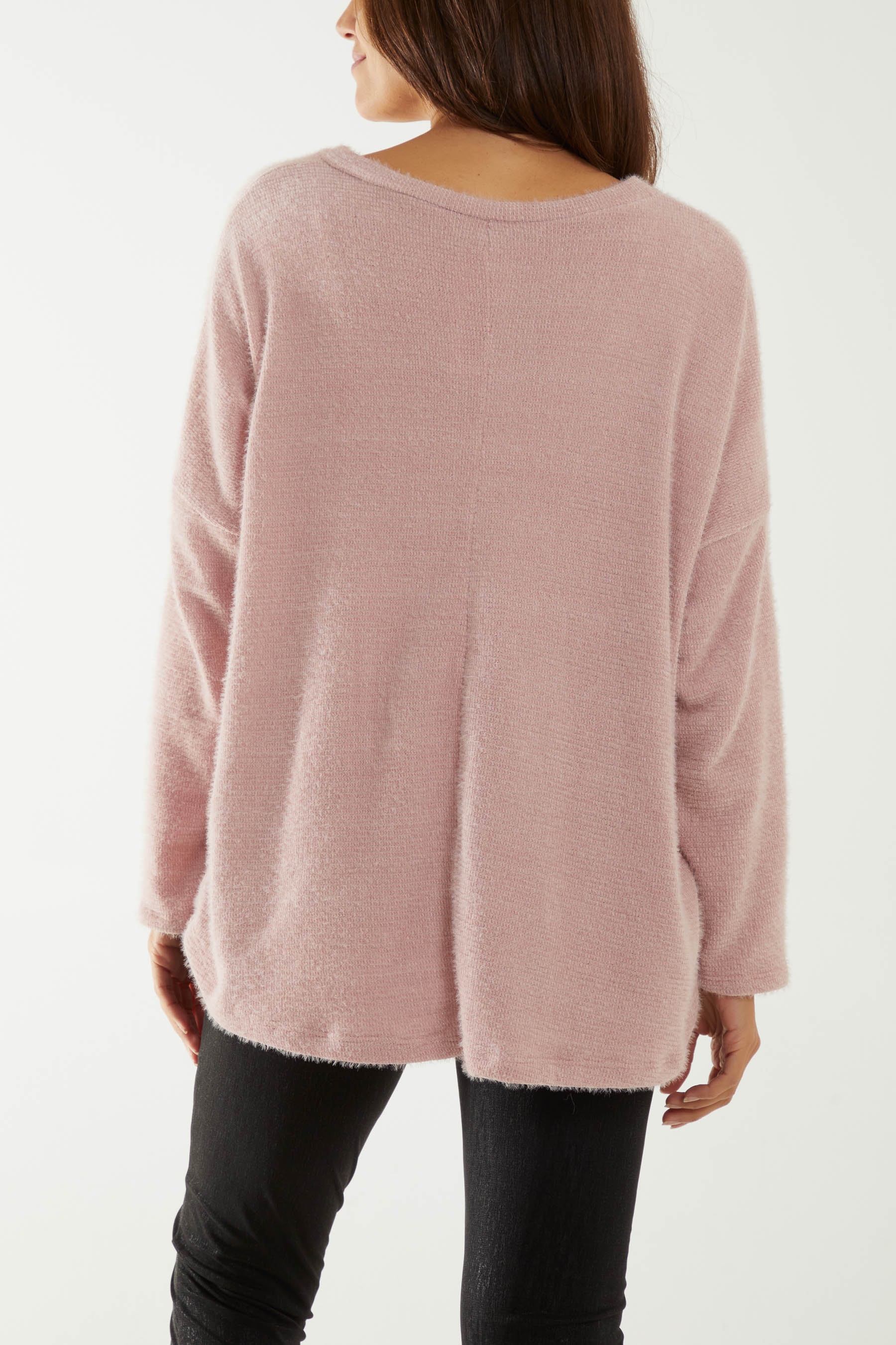Round Neck Chenille Wide Sleeve Jumper