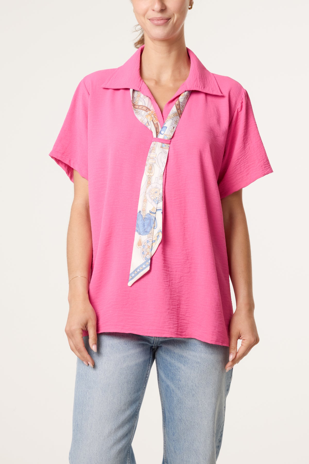 Scarf Tie Collar Shirt