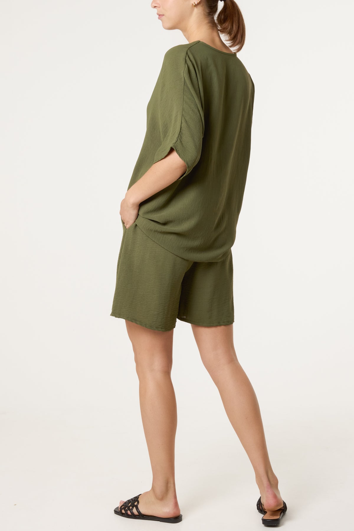 Button Through Tie Top & Shorts Set