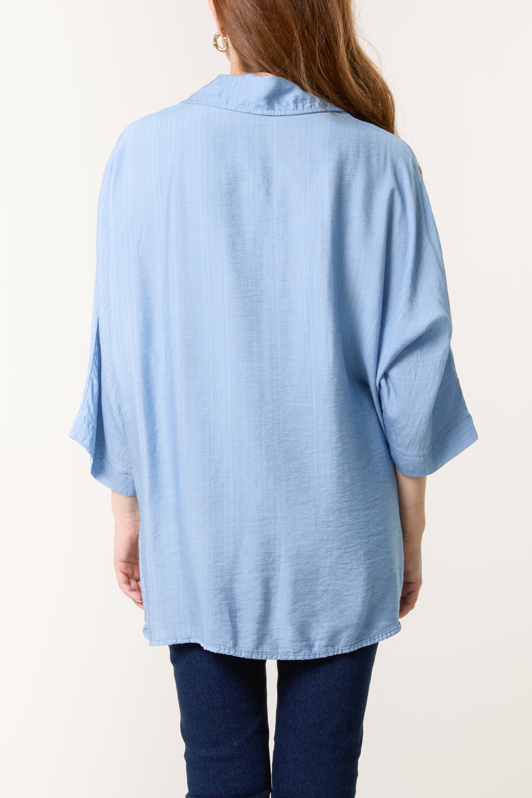 Lapel Collar Pleated Front Blouse