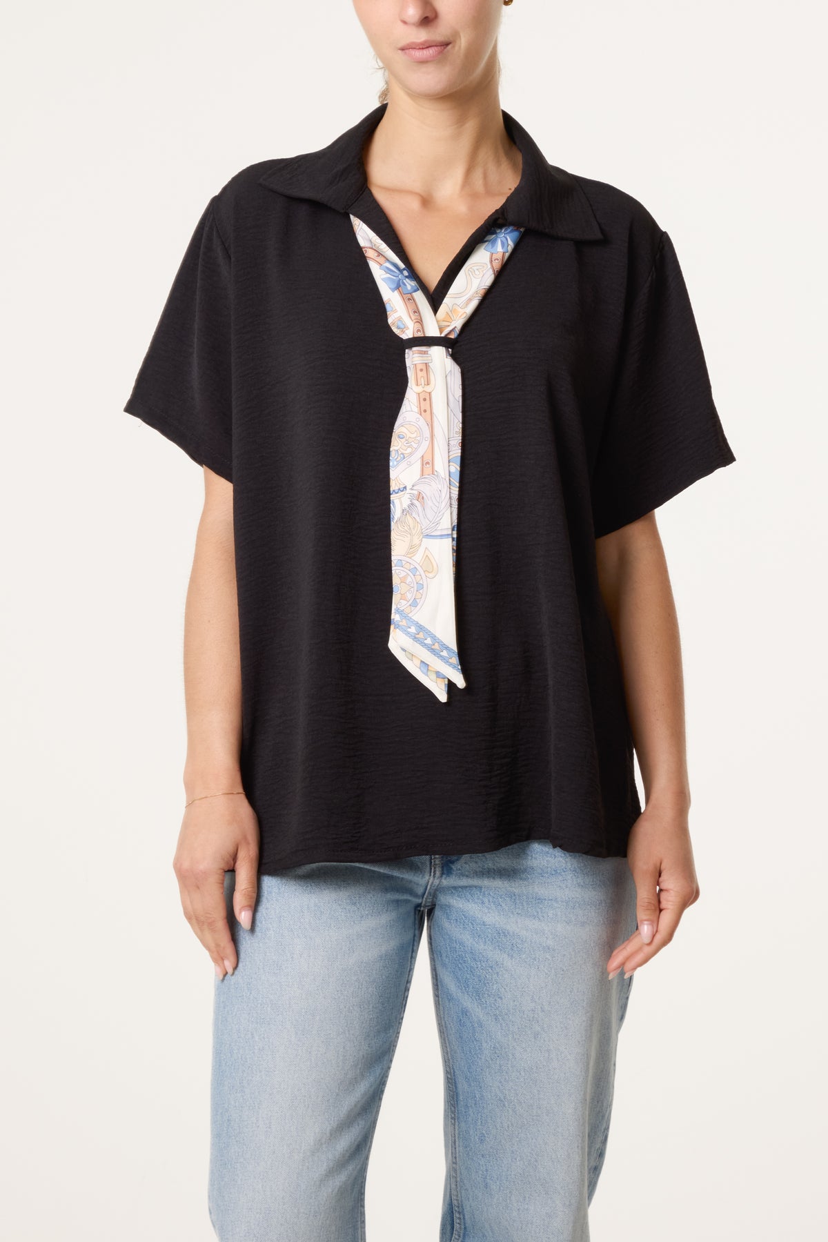 Scarf Tie Collar Shirt