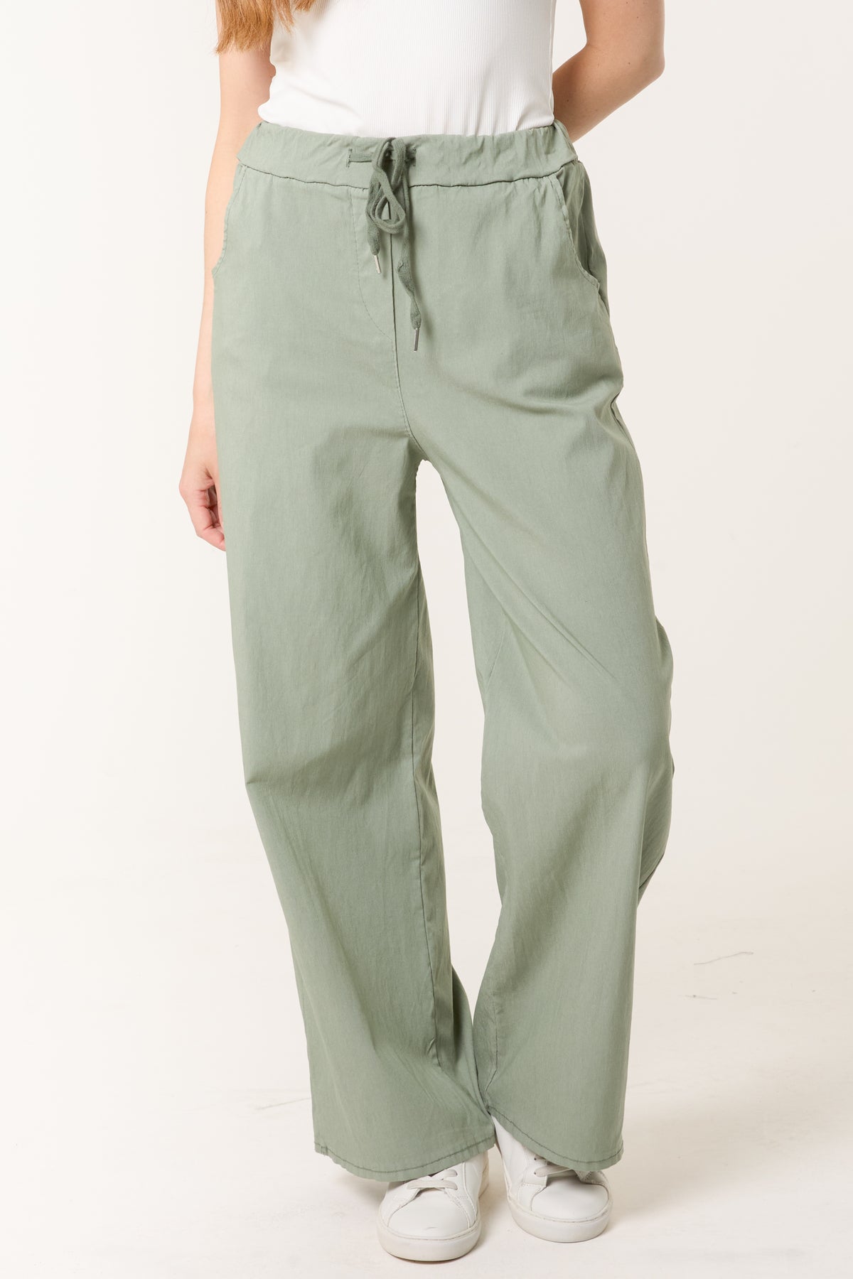 Magic Drawstring Wide Leg Trousers