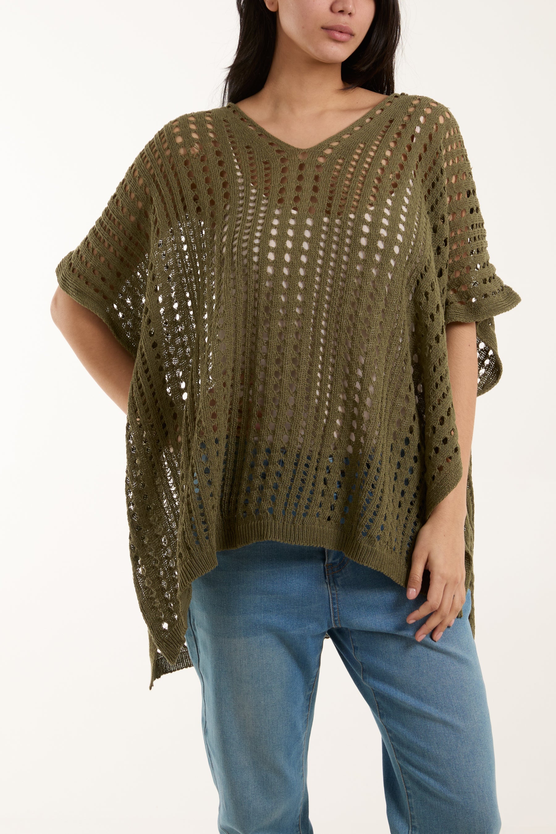 3/4 Sleeve Crochet Poncho
