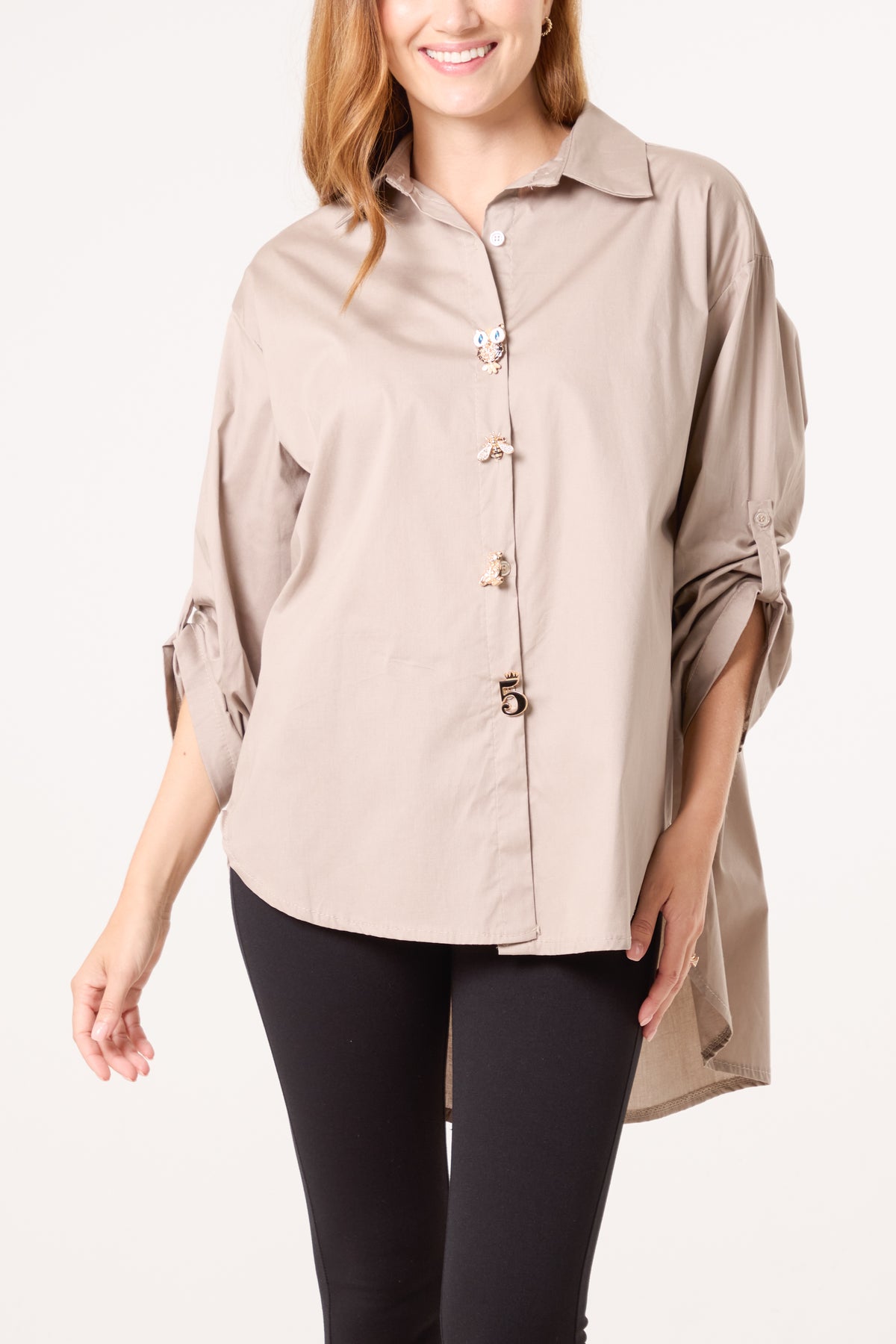 Collar High Low Poplin Shirt