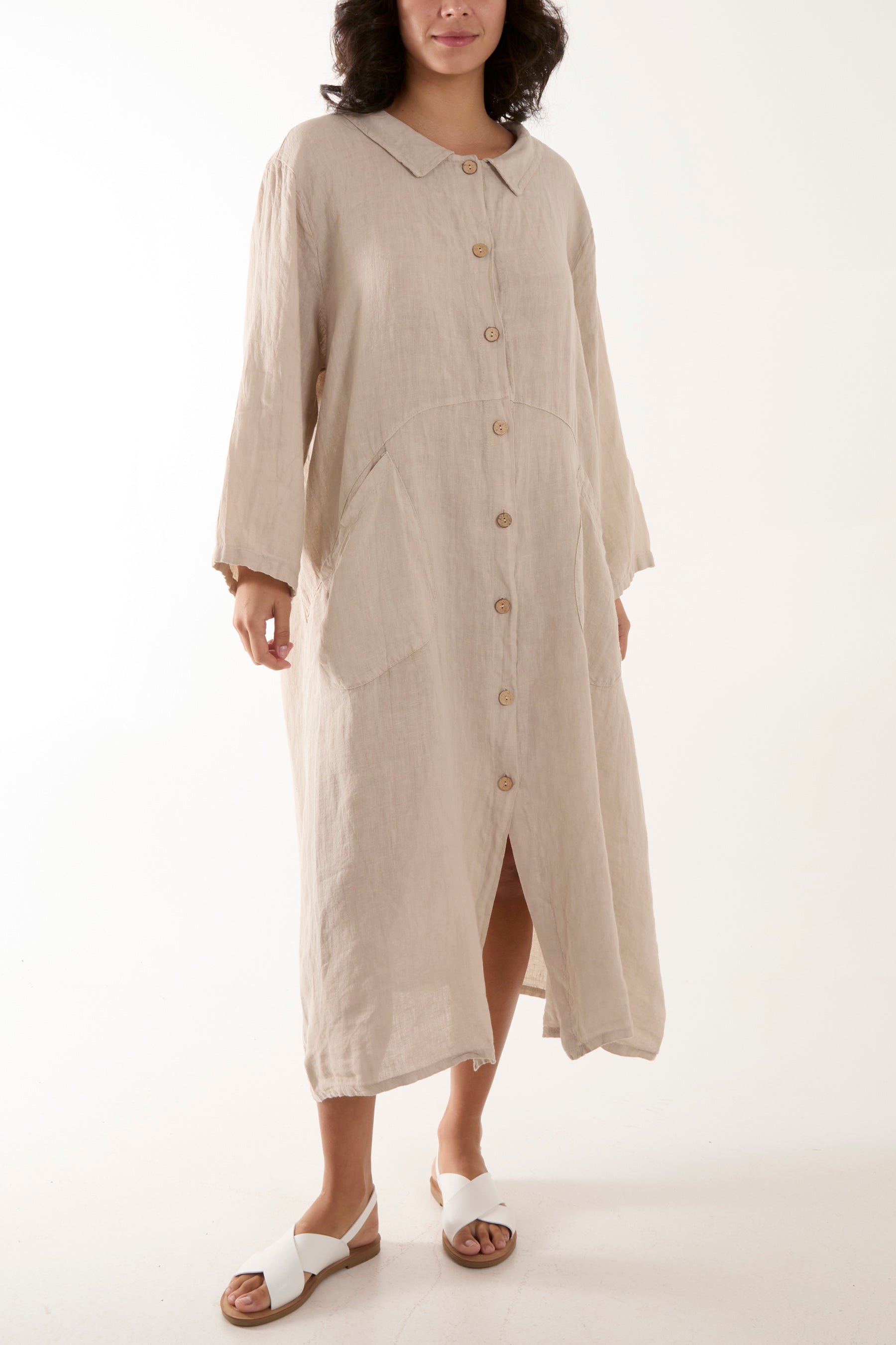 Oversized Button Through Pocket Shirt Dress