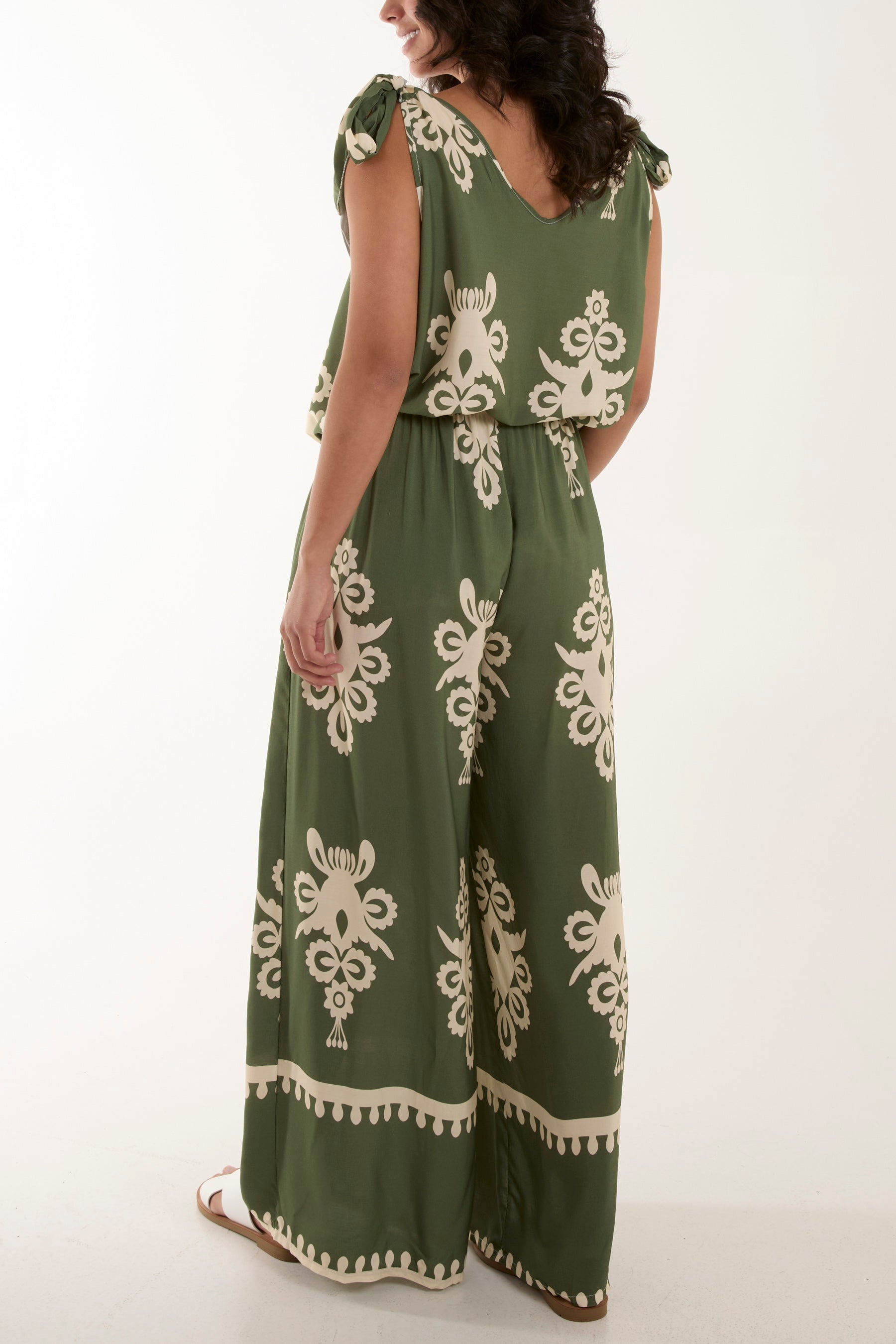 Tie Shoulder Vest & Trouser Printed Co-Ord