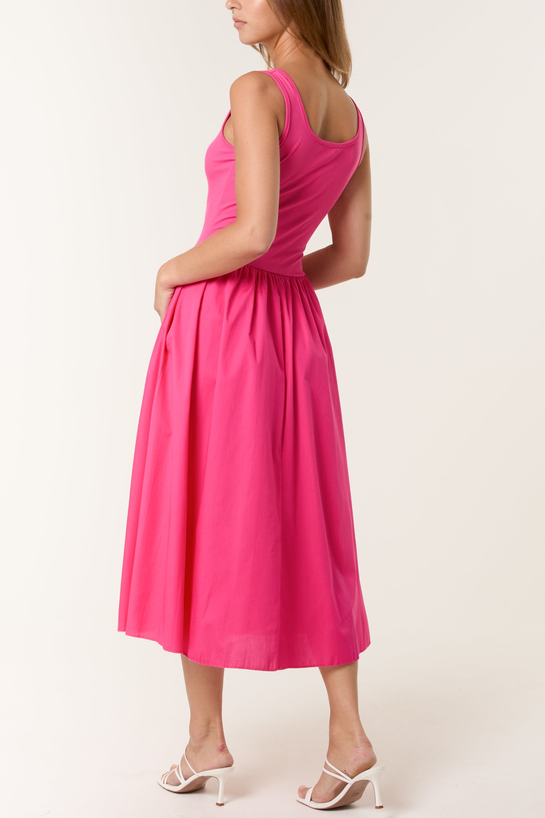 Square Neck Sleeveless Pocket Dress