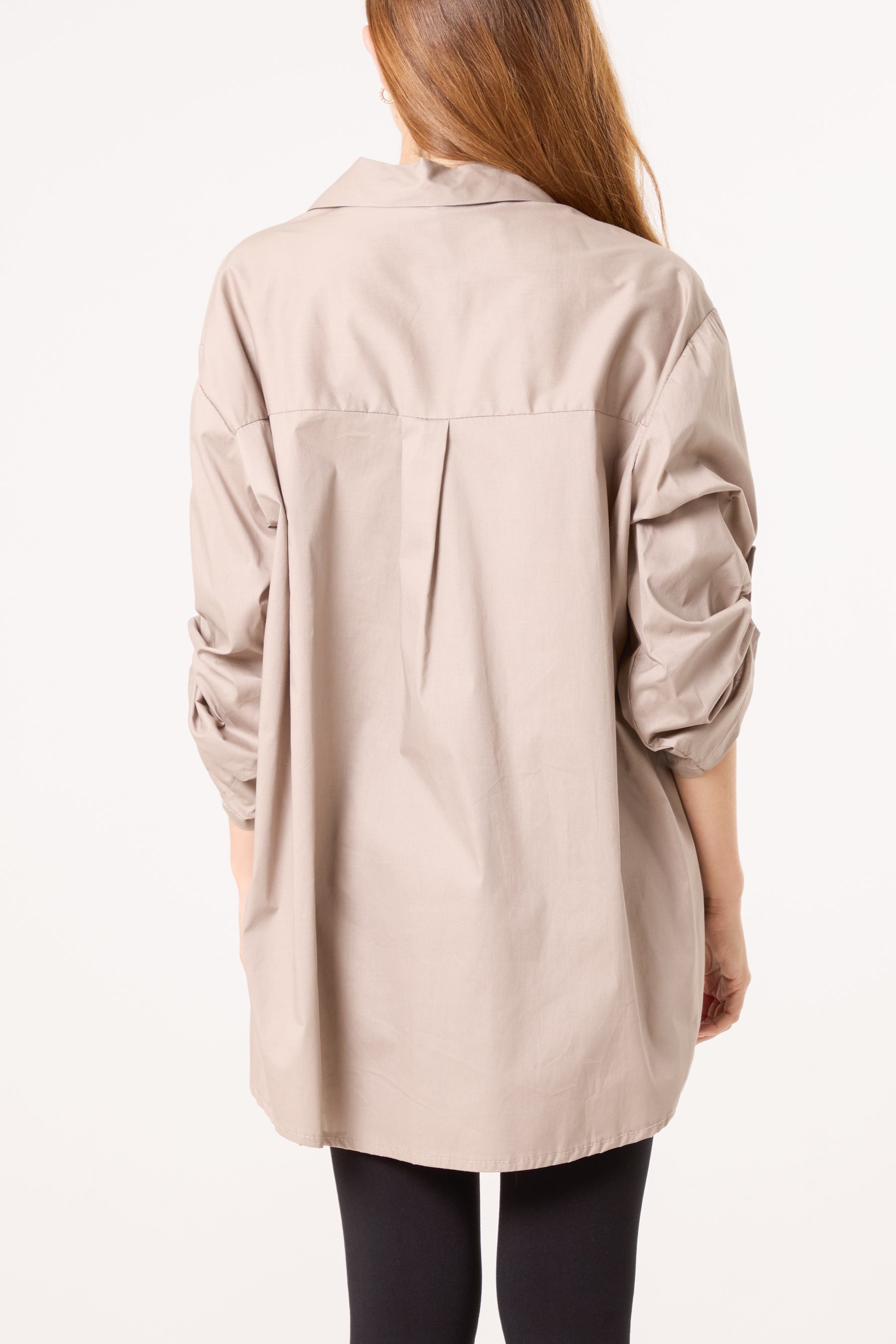Collar High Low Poplin Shirt