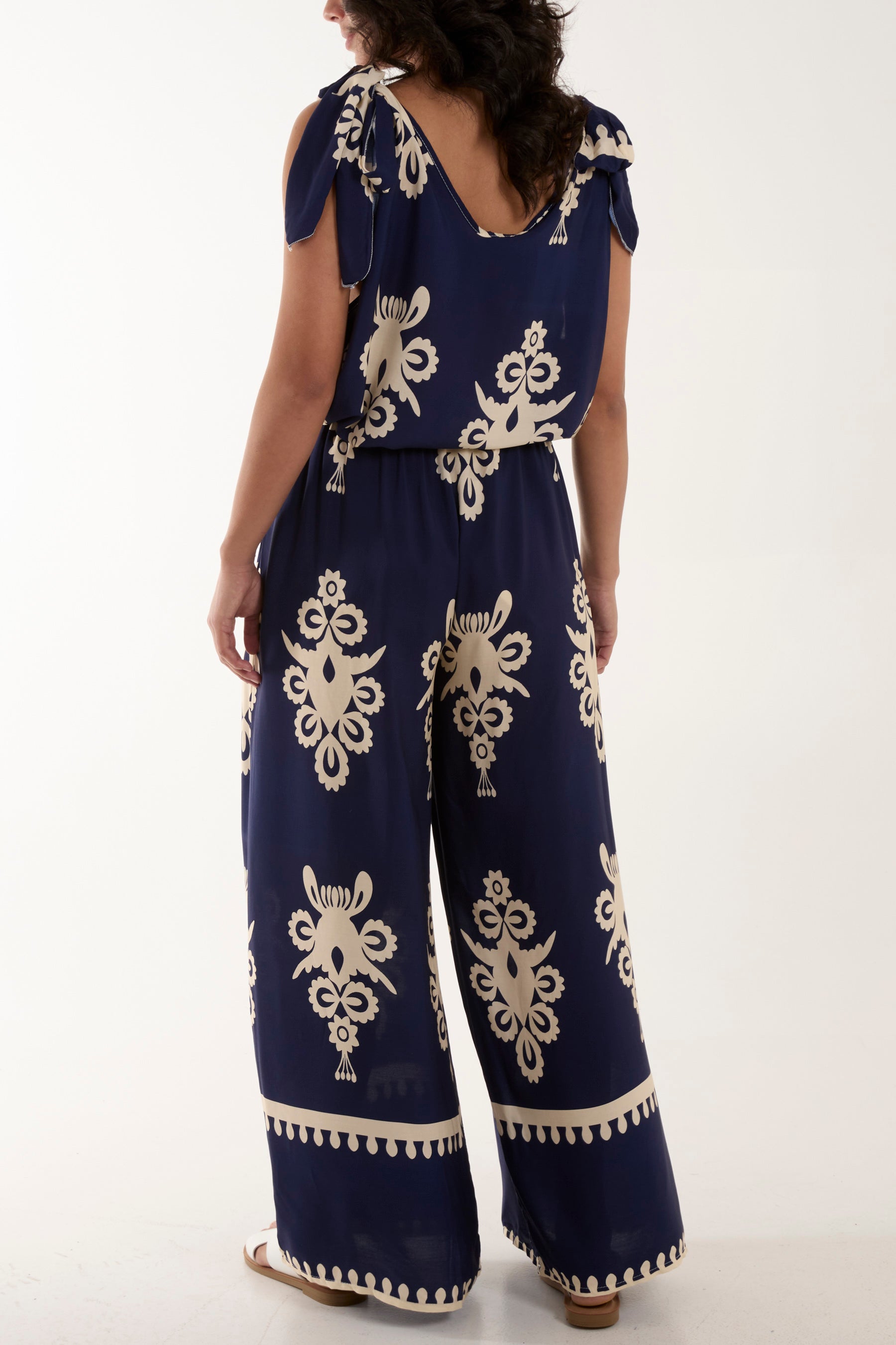 Tie Shoulder Vest & Trouser Printed Co-Ord