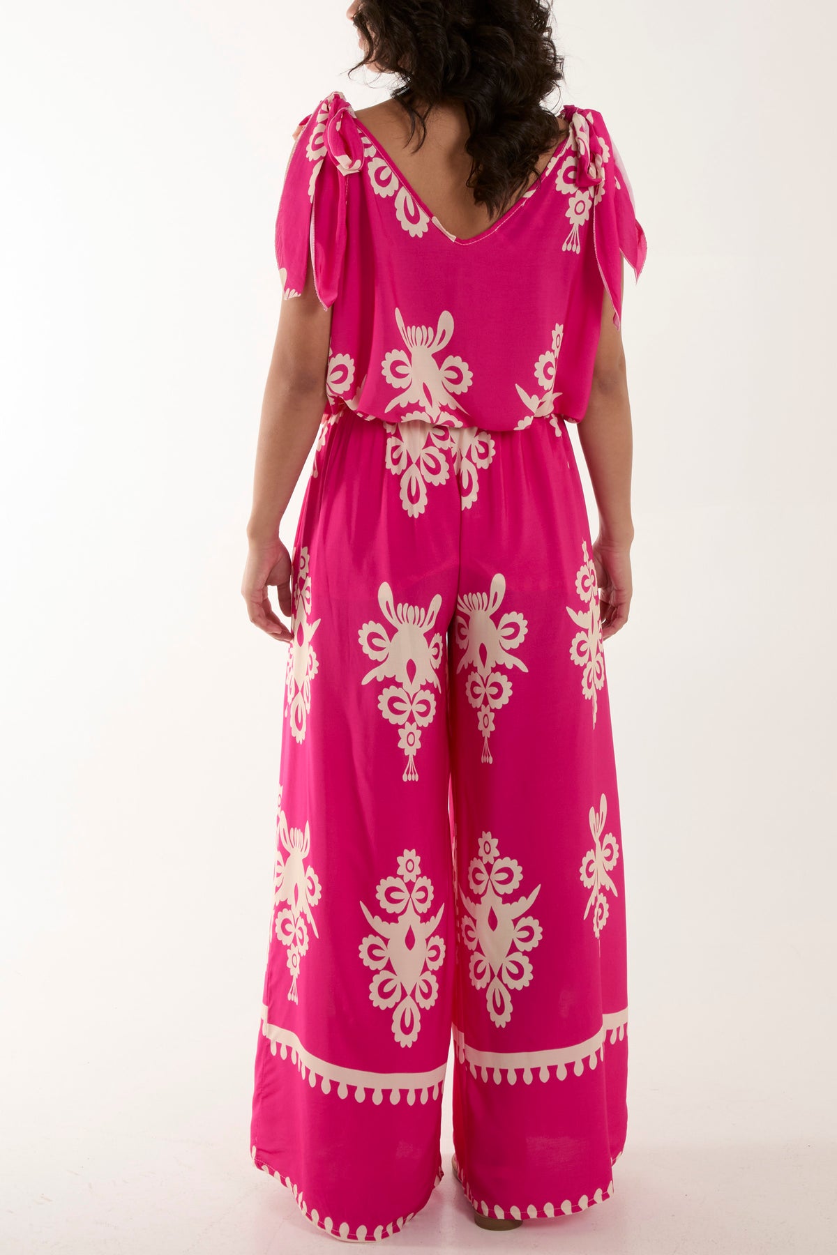 Tie Shoulder Vest & Trouser Printed Co-Ord