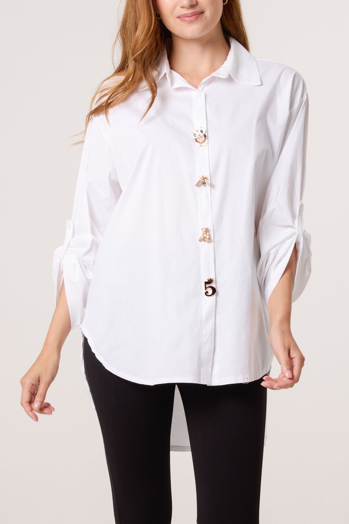 Collar High Low Poplin Shirt