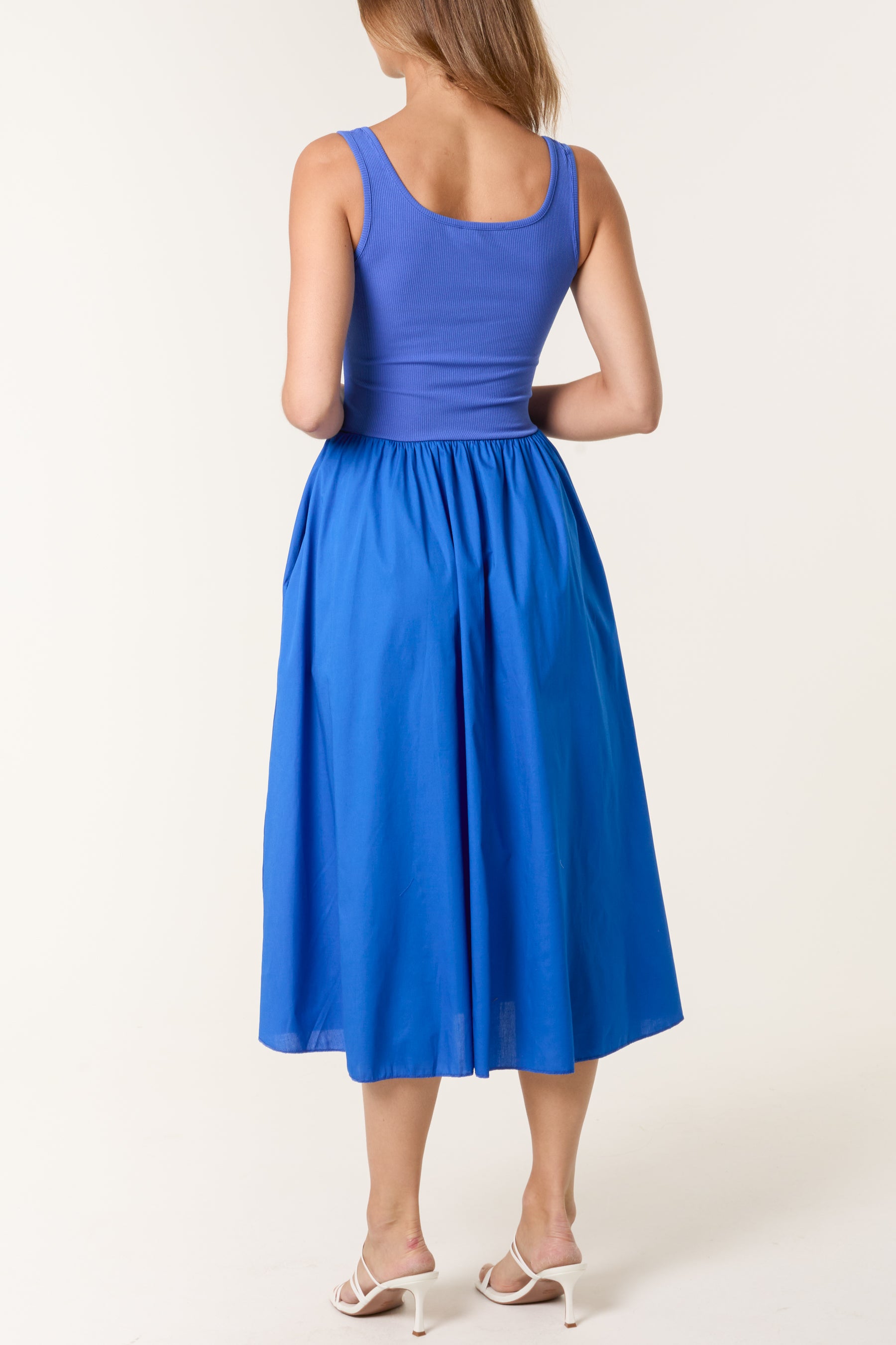 Square Neck Sleeveless Pocket Dress