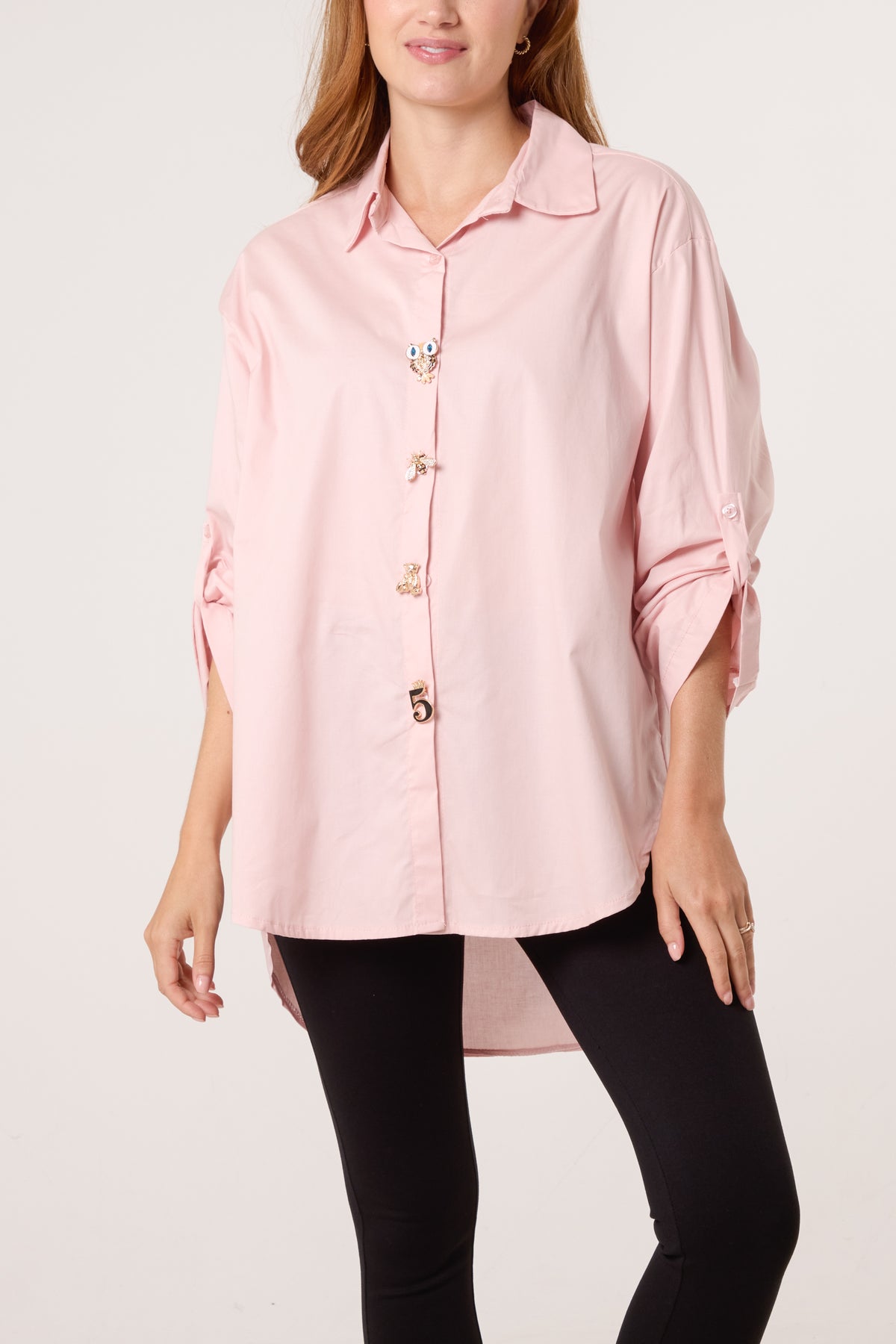 Collar High Low Poplin Shirt