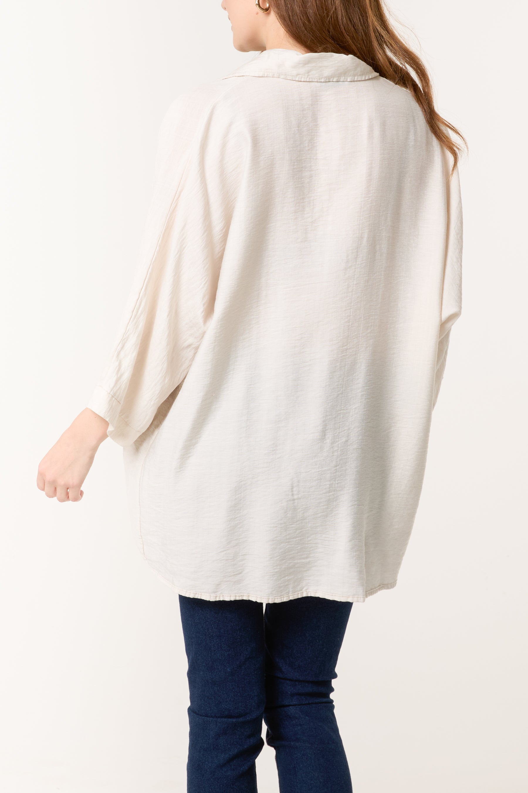 Lapel Collar Pleated Front Blouse