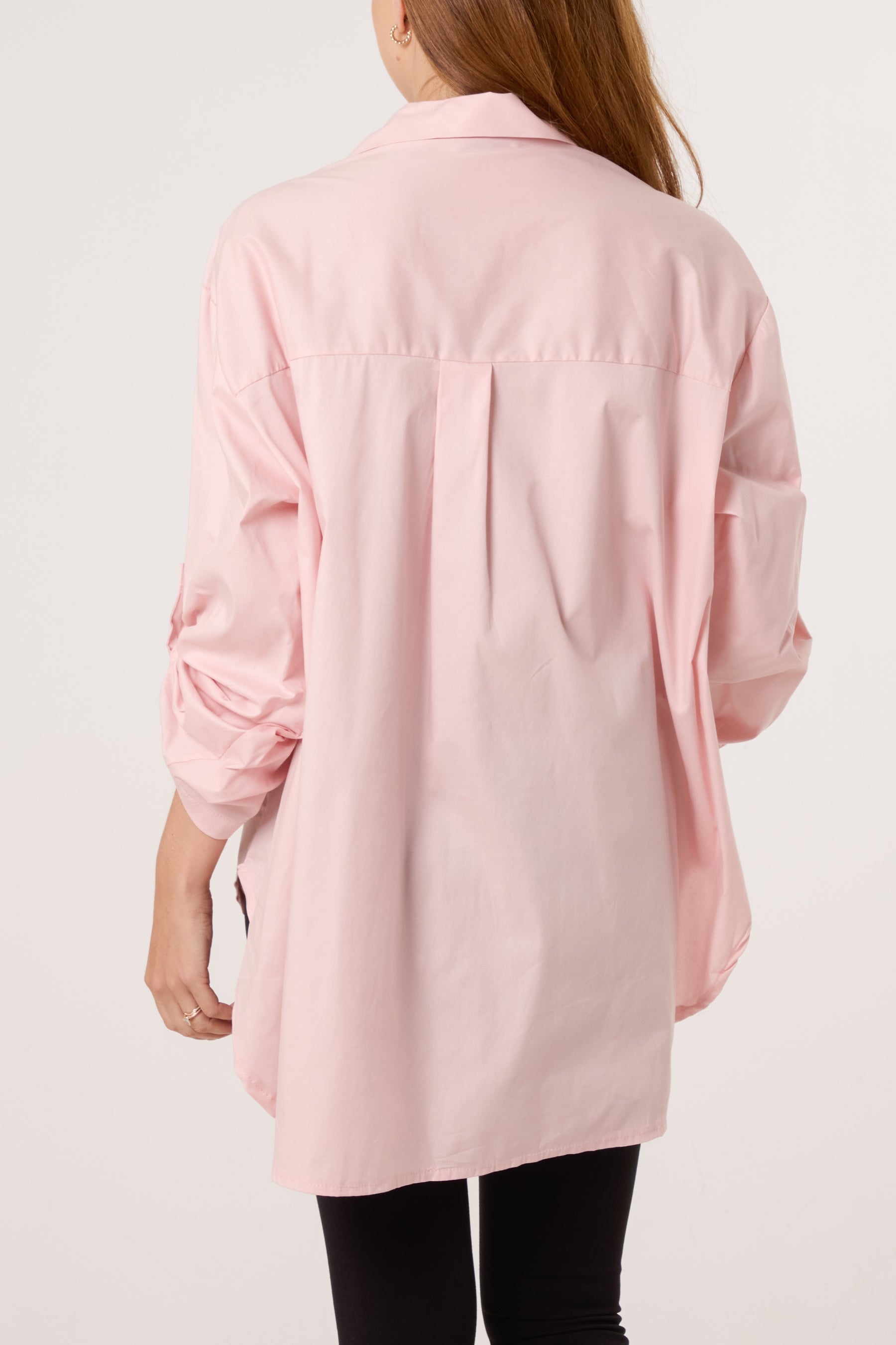 Collar High Low Poplin Shirt