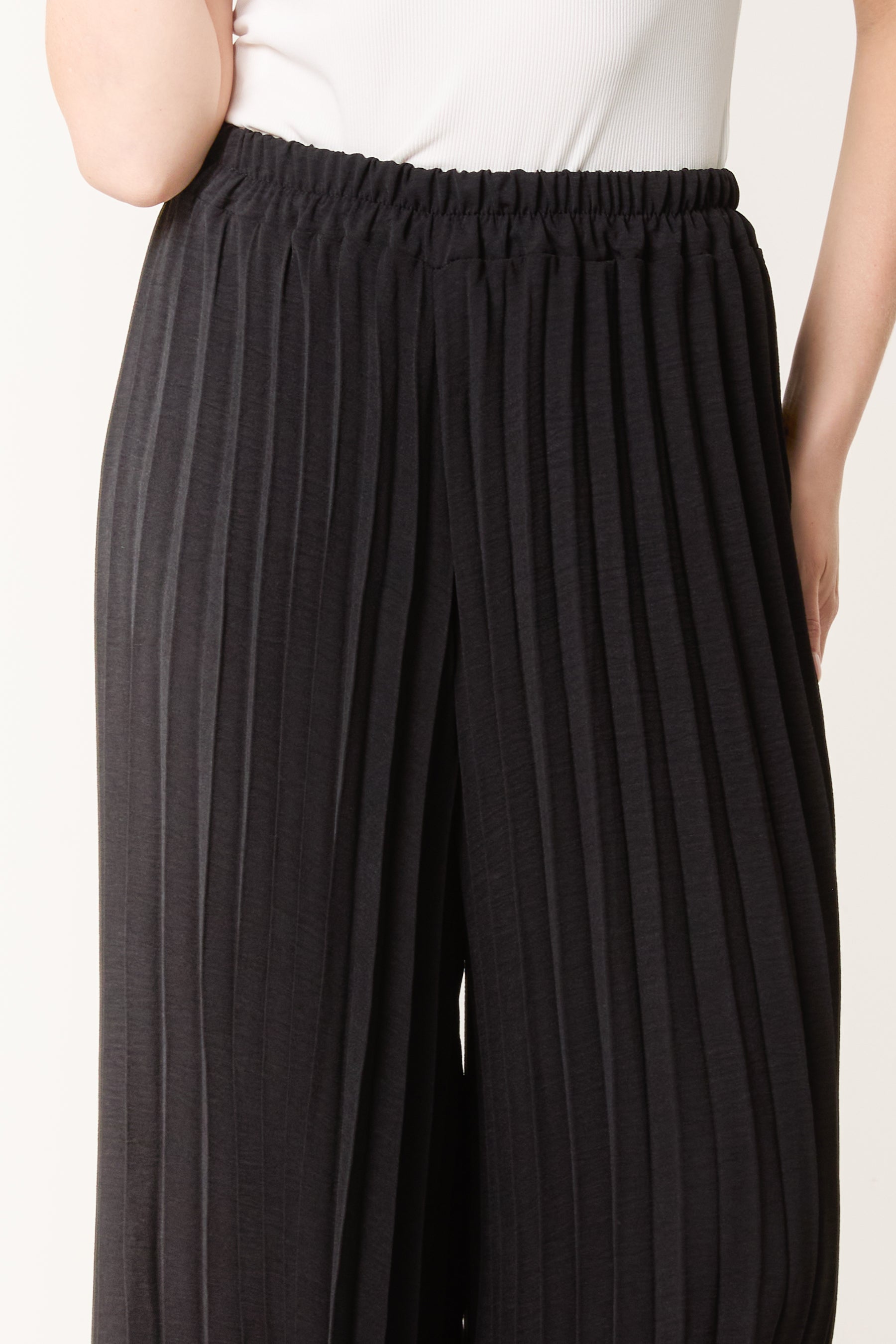 Wide Leg Plisse Trousers