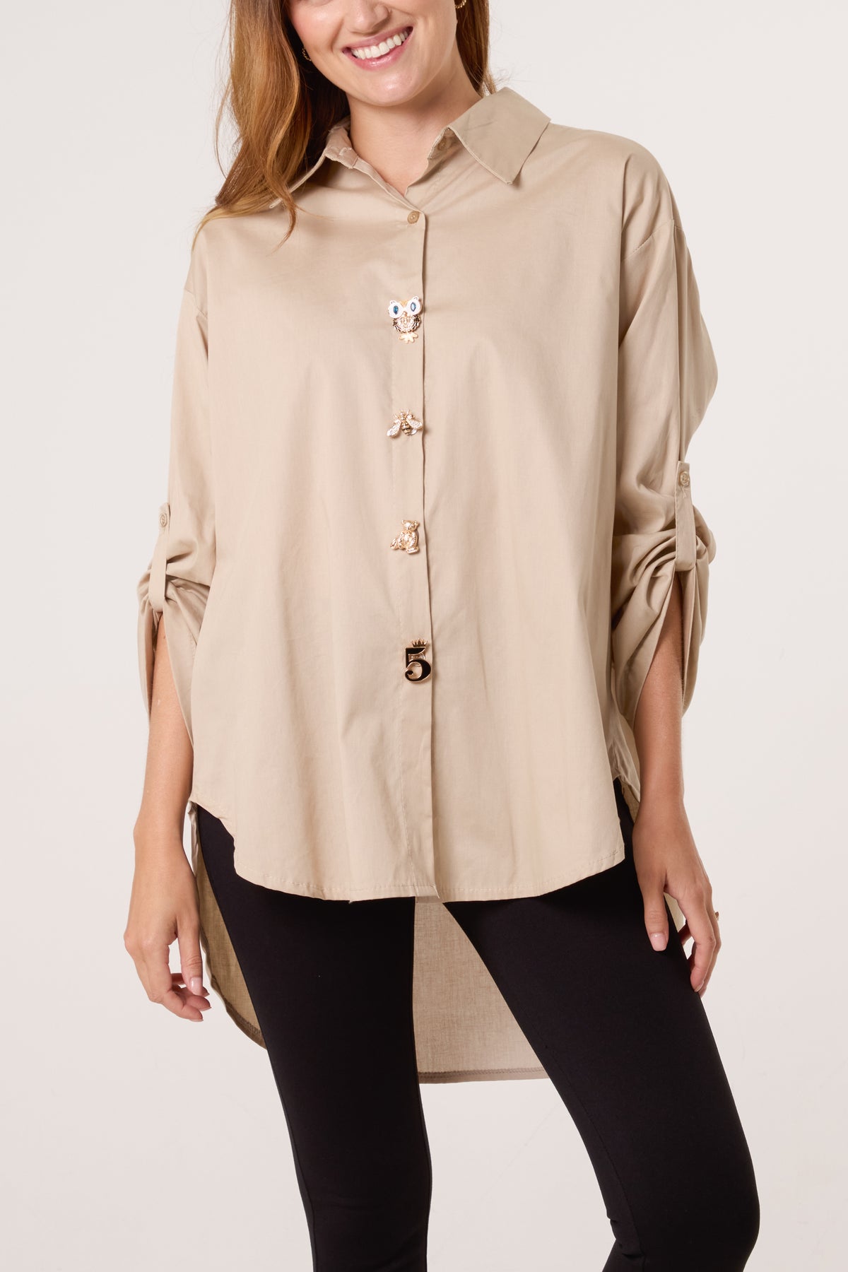 Collar High Low Poplin Shirt
