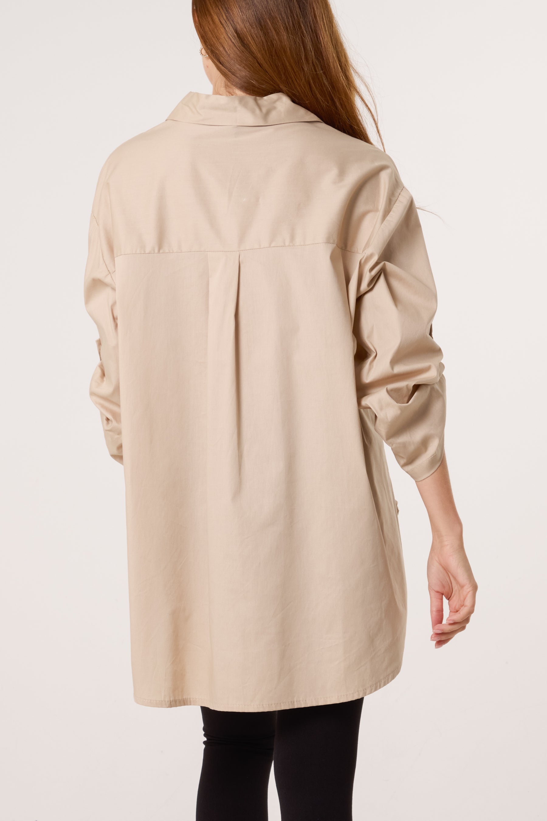 Collar High Low Poplin Shirt