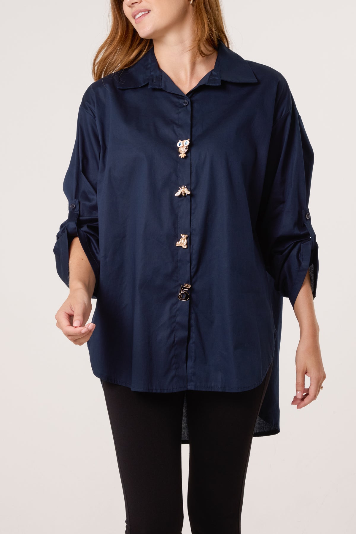 Collar High Low Poplin Shirt