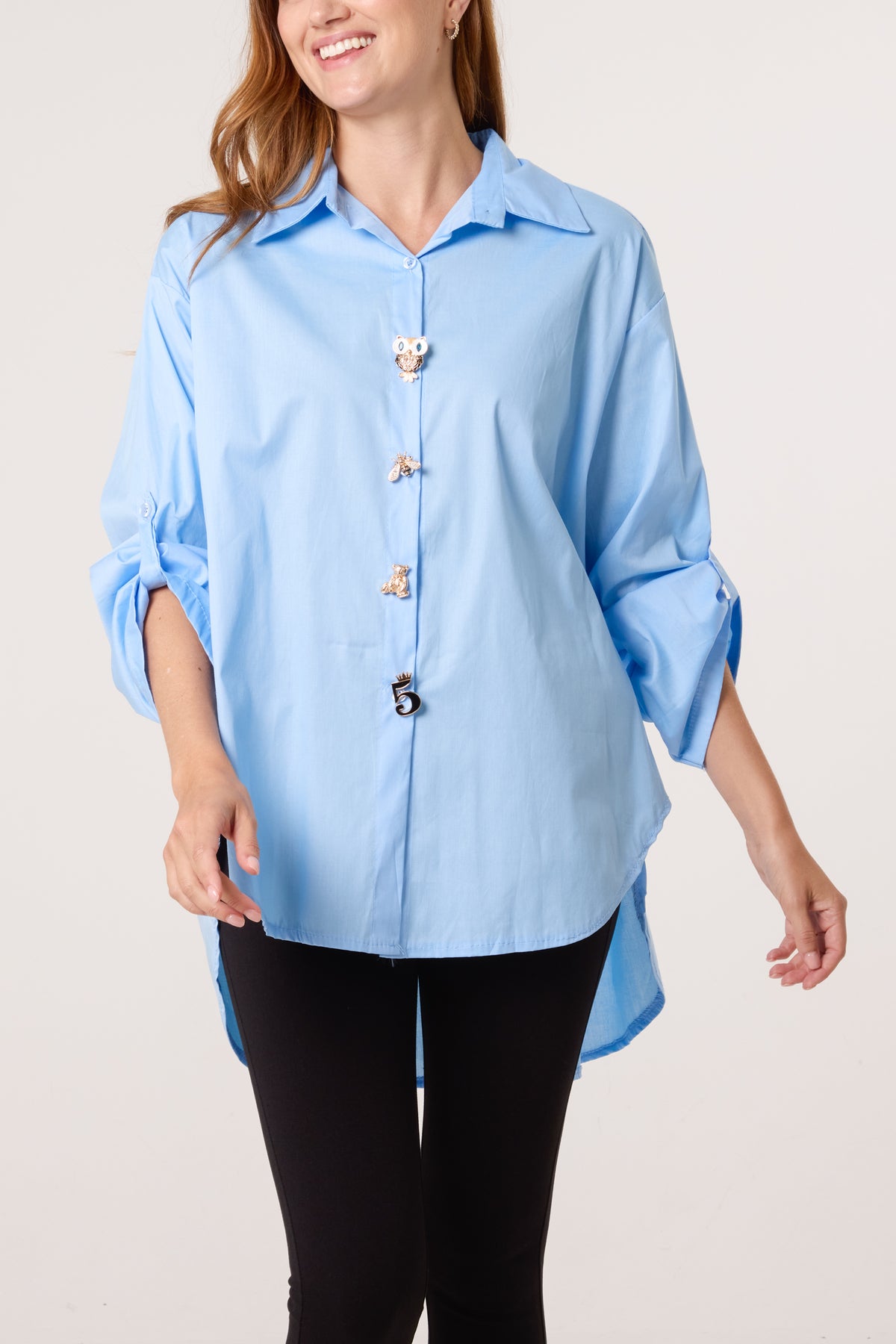 Collar High Low Poplin Shirt
