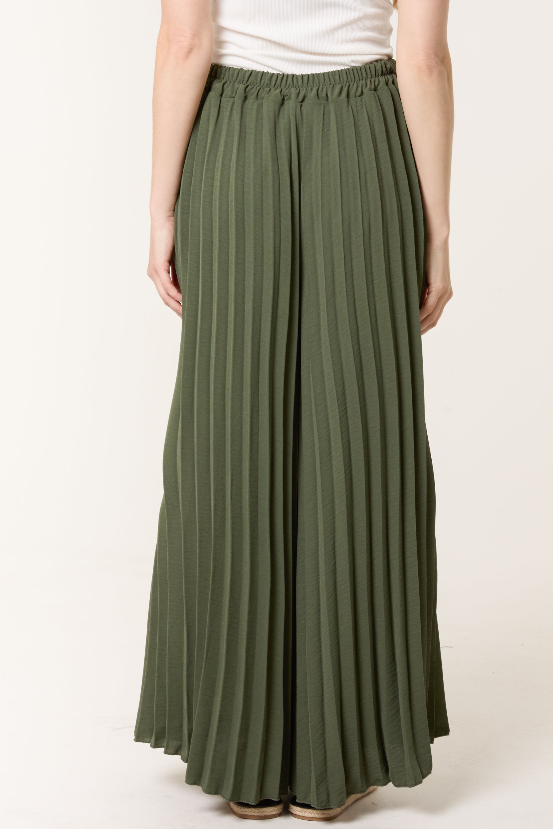 Wide Leg Plisse Trousers