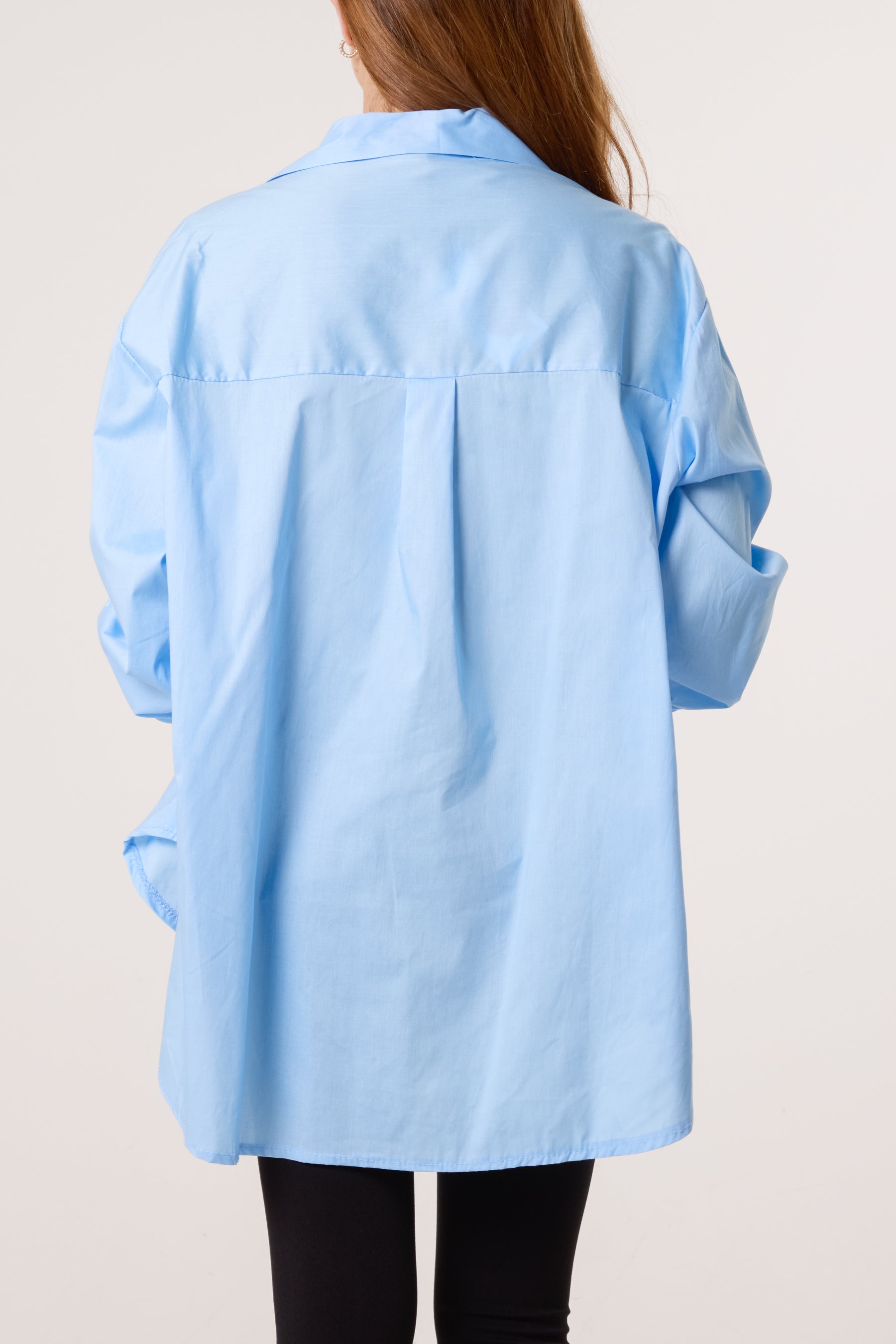 Collar High Low Poplin Shirt