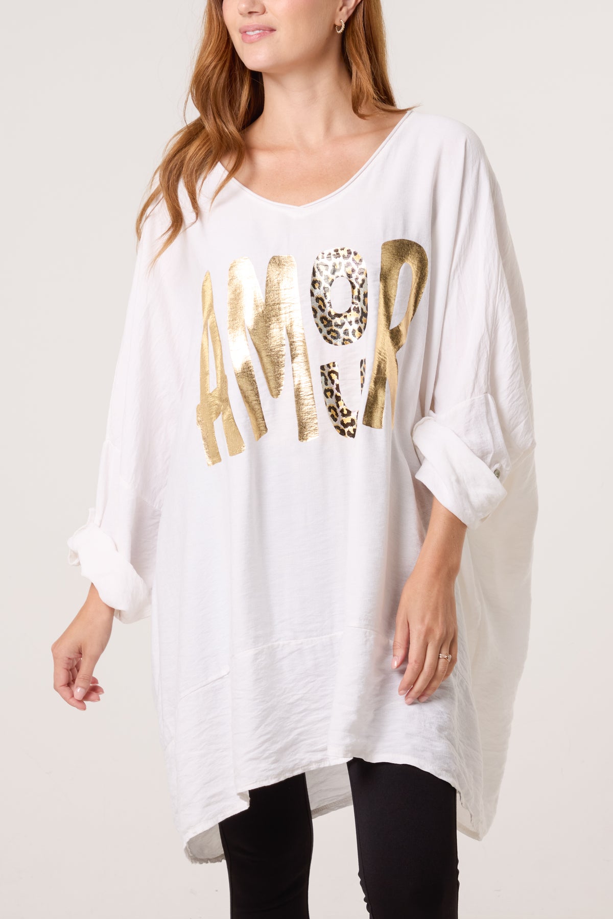 Foil 'Amour' V-Neck Long Sleeve Top