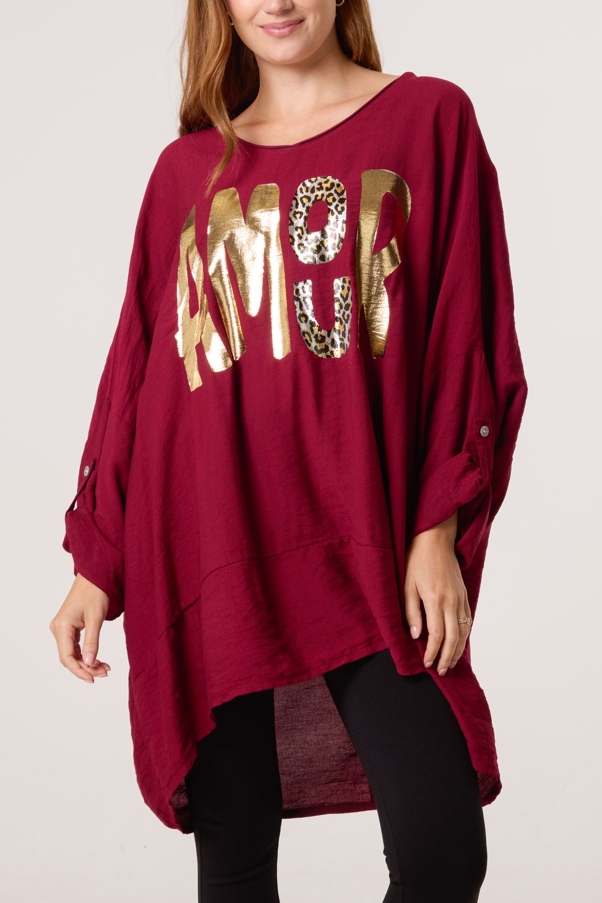 Foil 'Amour' V-Neck Long Sleeve Top